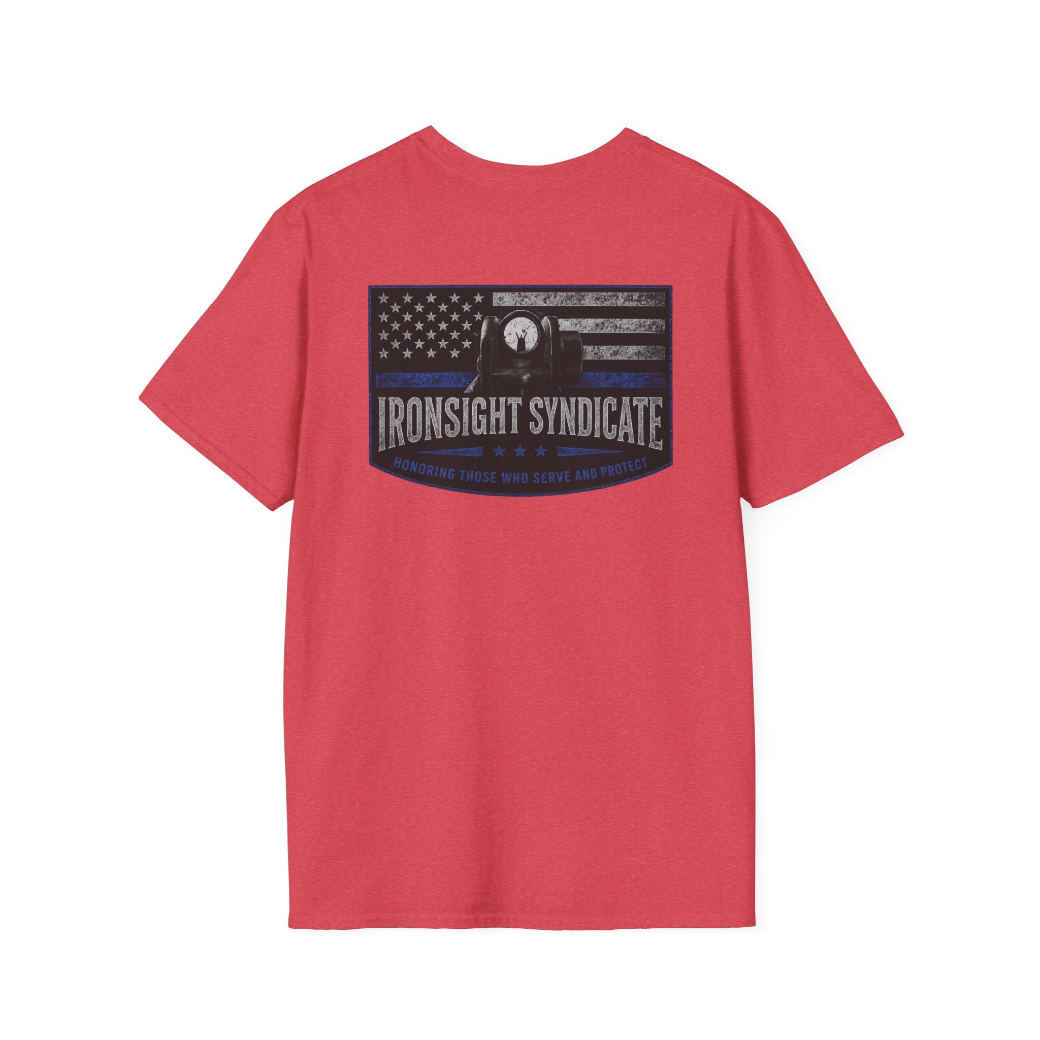 Thin Blue Line- In honor of our Brothers and Sisters in Blue T-Shirt | Patriotic Military Graphic Tee for Veterans & Patriots, Adult (13 and up), unisex