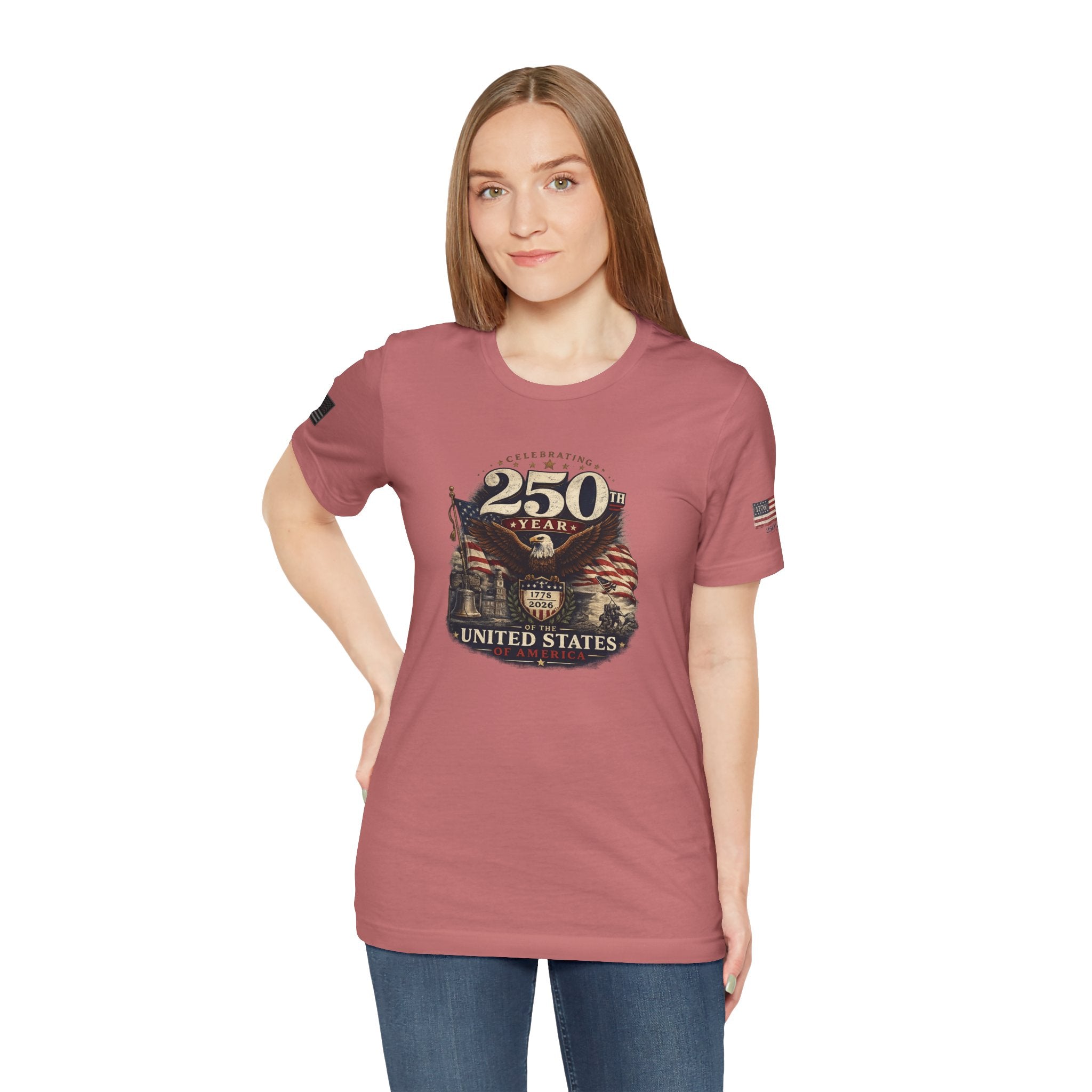 America 250th Anniversary T-Shirt | Patriotic Eagle & American Flag Shirt | 1776-2026 United States Tee front and back