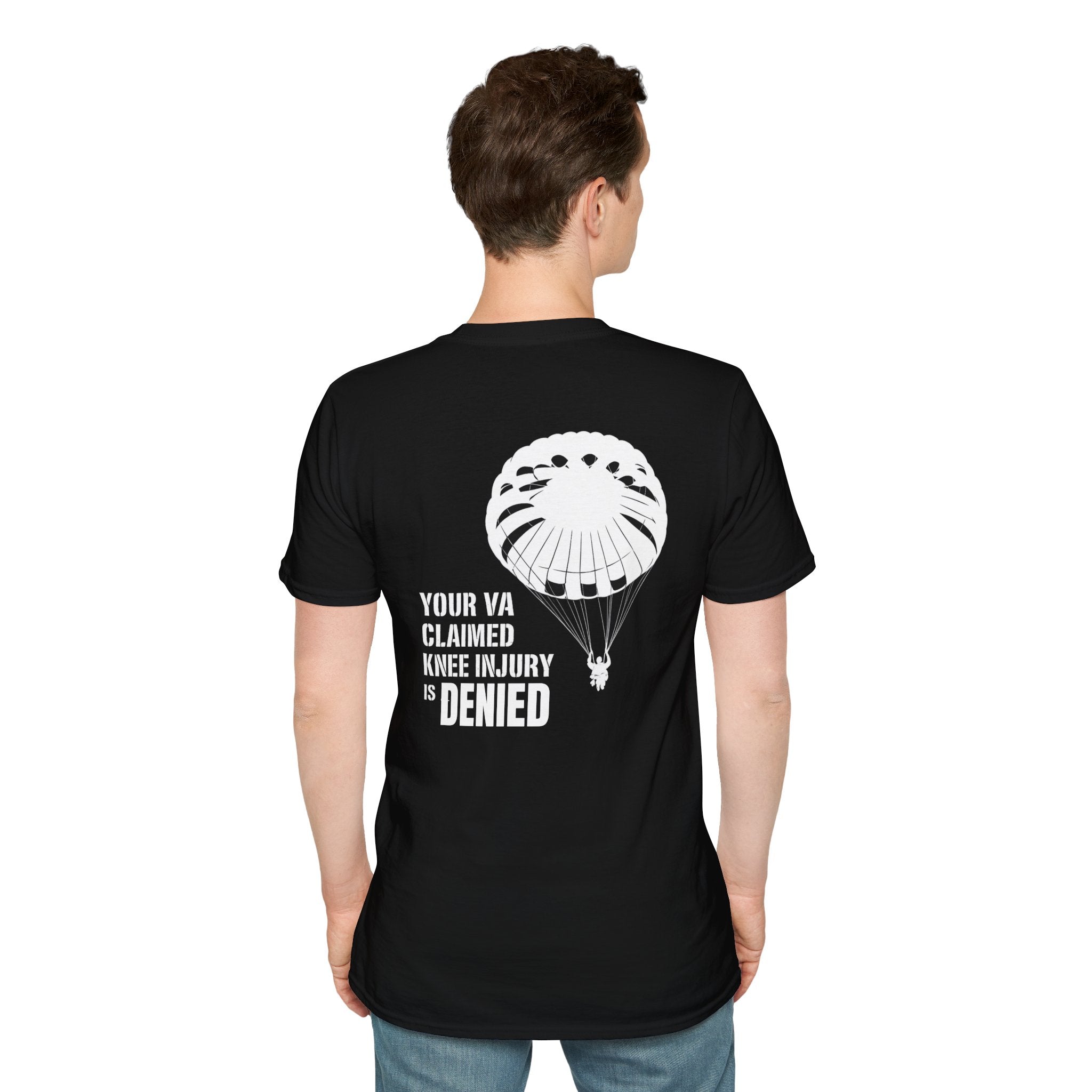 VA Knee Injury Is Denied T-Shirt (White Graphic) | Ironsight Syndicate