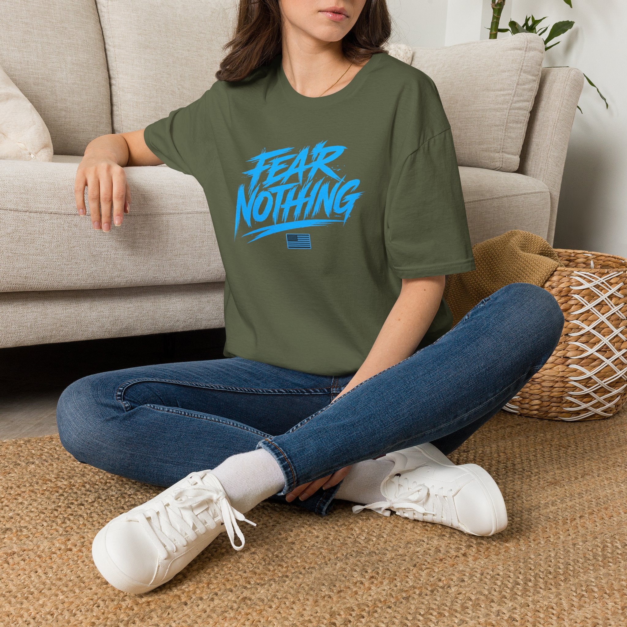 Fear Nothing/Live Fearless Blue – Premium Graphic T-Shirt | Ironsight Syndicate