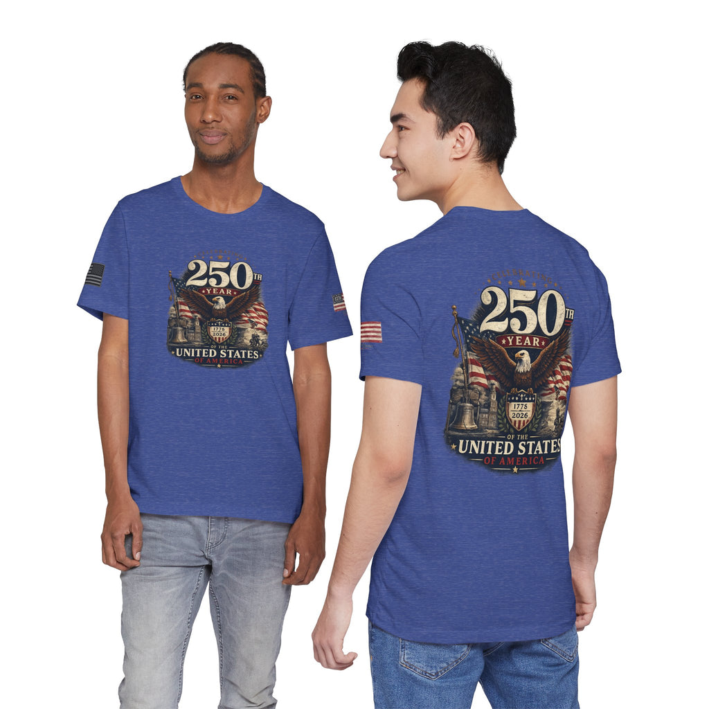 America 250th Anniversary T-Shirt | Patriotic Eagle & American Flag Shirt | 1776-2026 United States Tee front and back