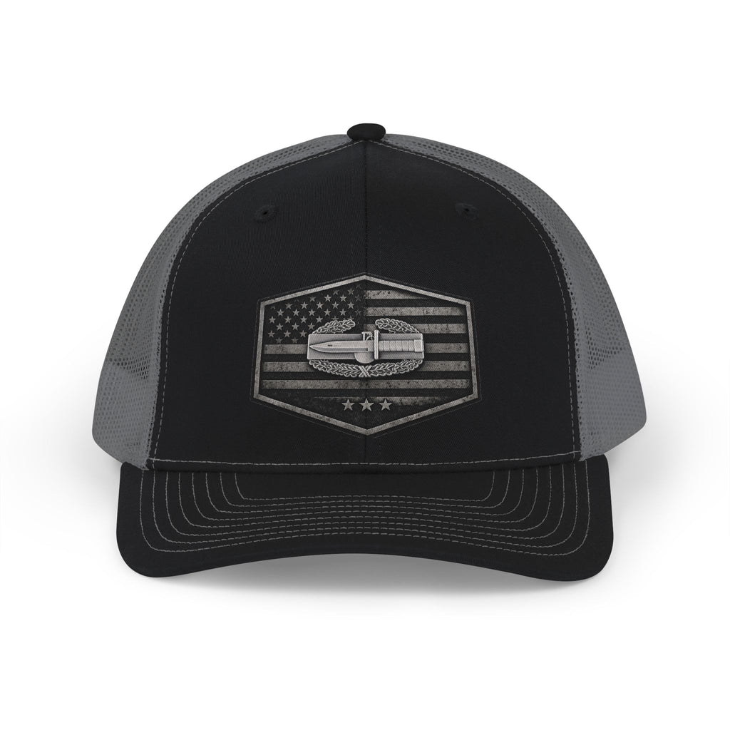 American Flag Combat Action Badge Trucker Cap - Tactical Snapback Mesh Hat - O | Ironsight Syndicate