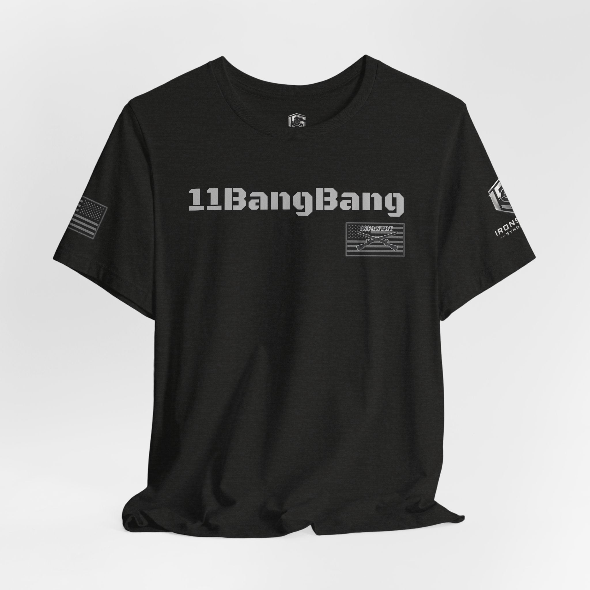 11Bang Bang (White Text)  Infantry Inspired Patriotic T-Shirt