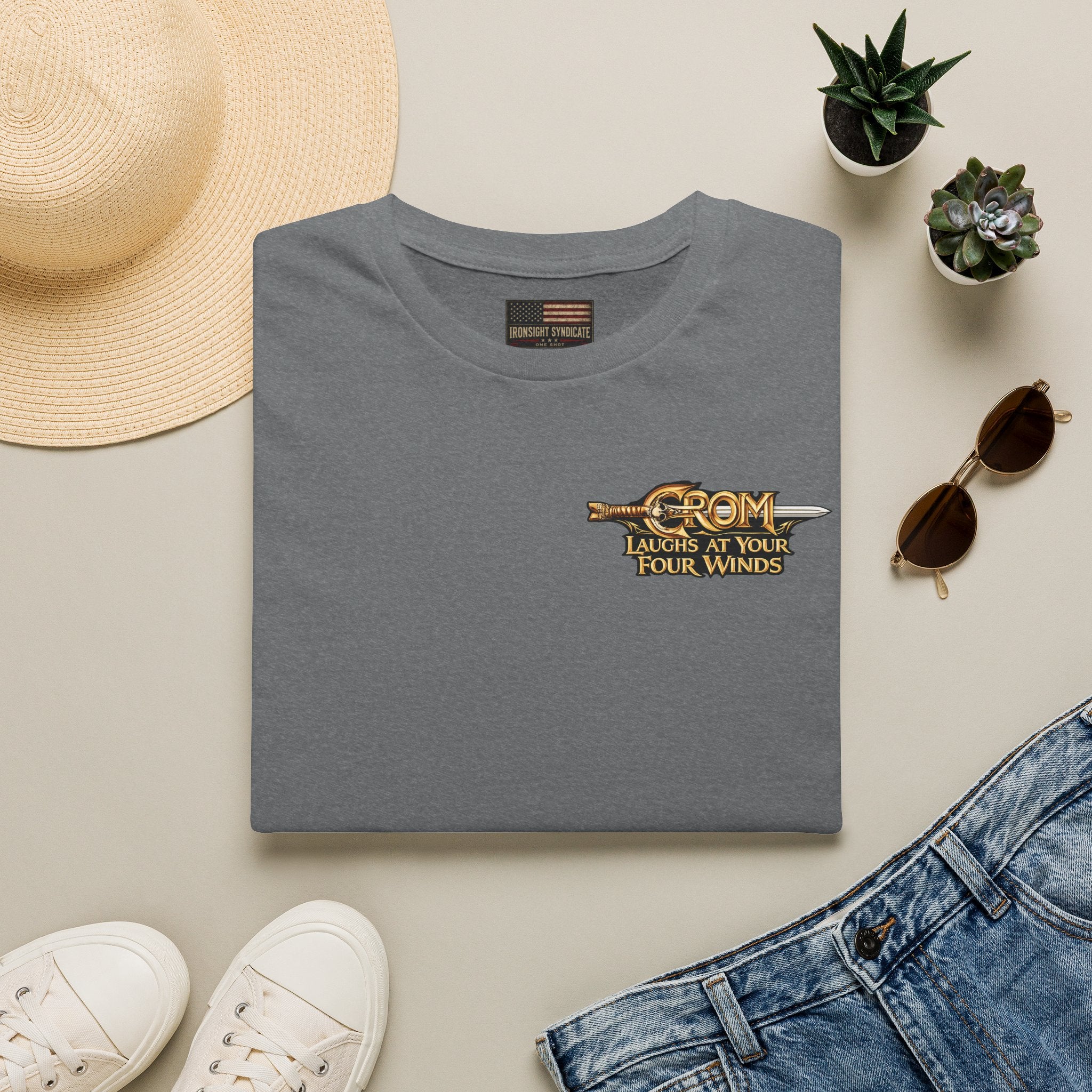 Crom Laughs at Your Four Winds- Conan the Barbarian Inspired T-shirt - Graphite Heather | Ironsight Syndicate