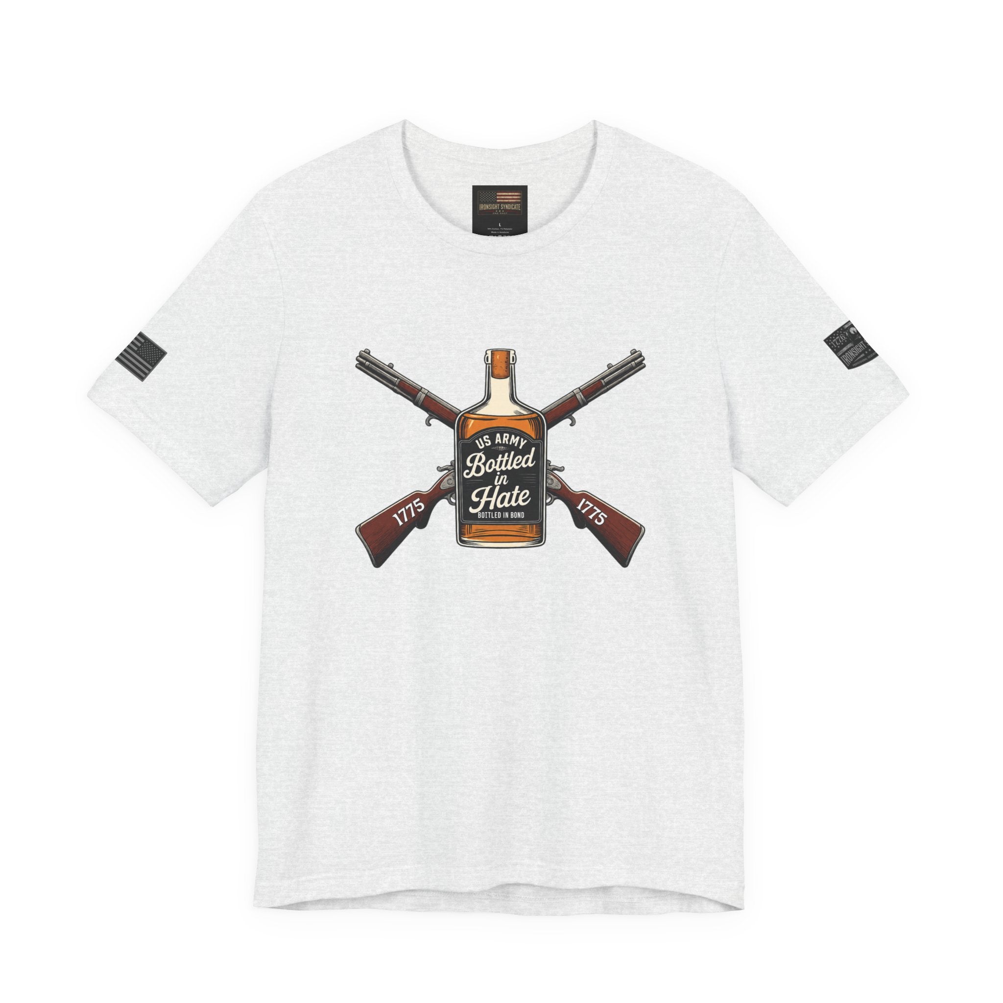 Bottled in Hate Army Whiskey T-Shirt - Ash | Ironsight Syndicate