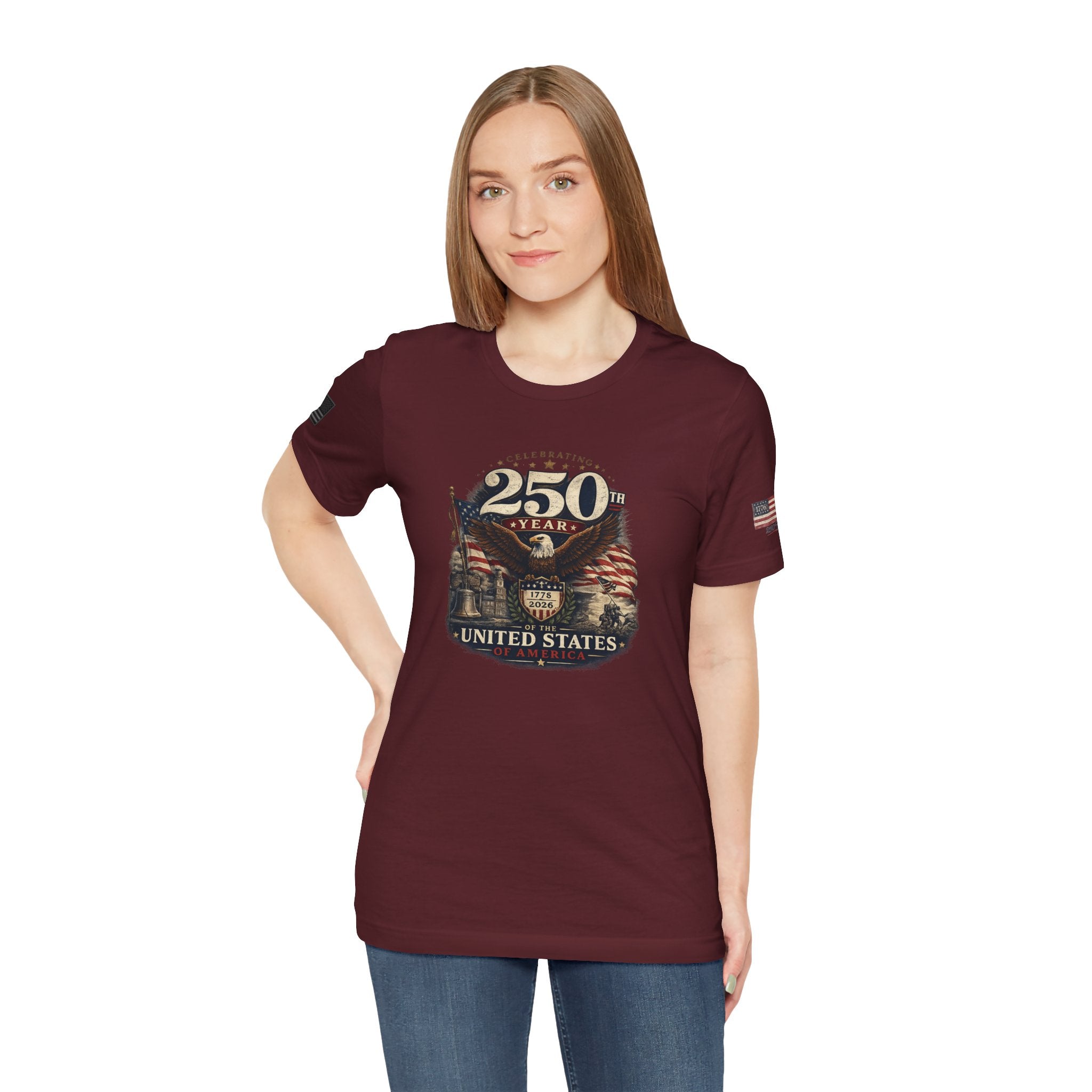 America 250th Anniversary T-Shirt | Patriotic Eagle & American Flag Shirt | 1776-2026 United States Tee front and back