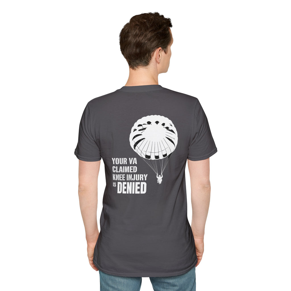 VA Knee Injury Is Denied T-Shirt (White Graphic) | Ironsight Syndicate