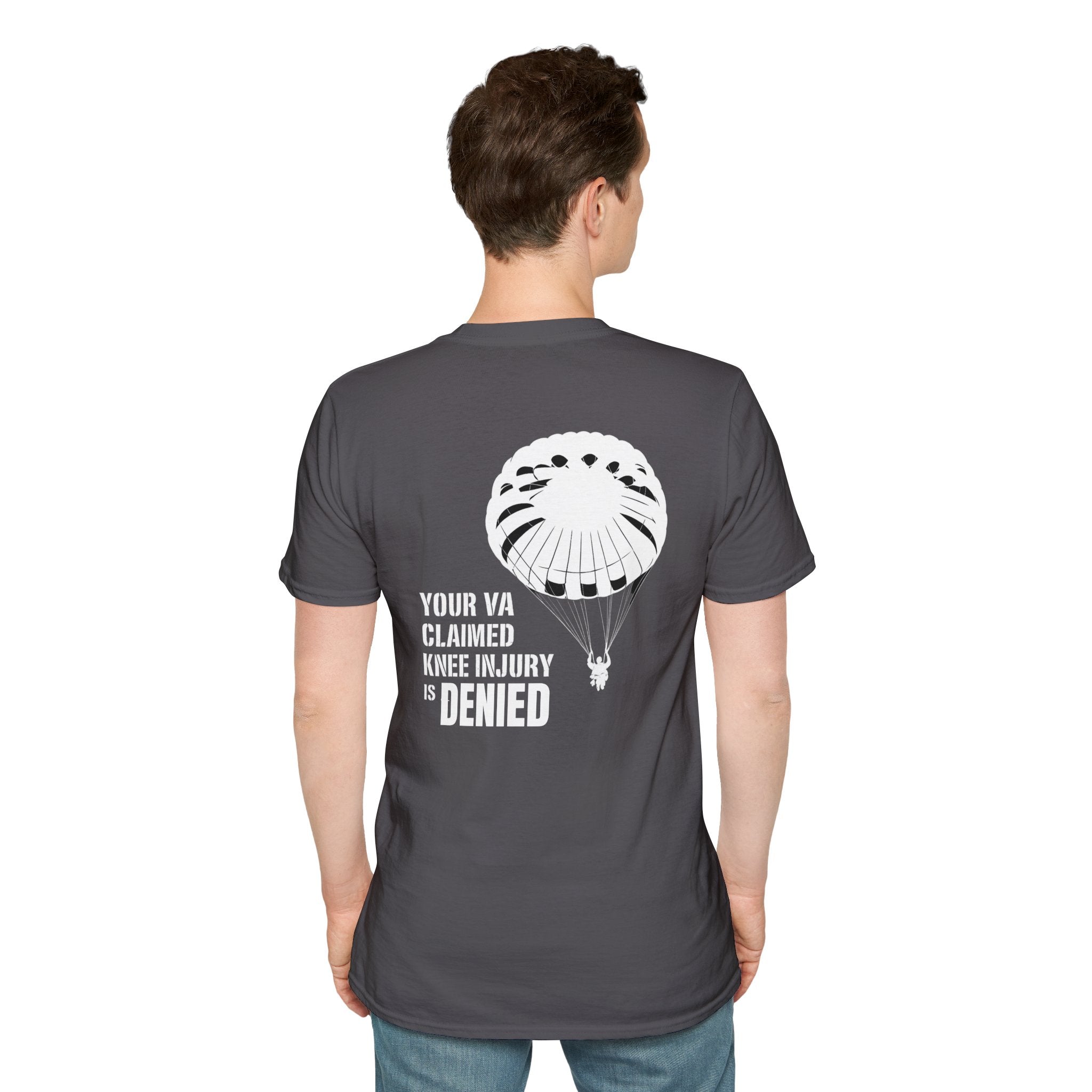 VA Knee Injury Is Denied T-Shirt (White Graphic) | Ironsight Syndicate