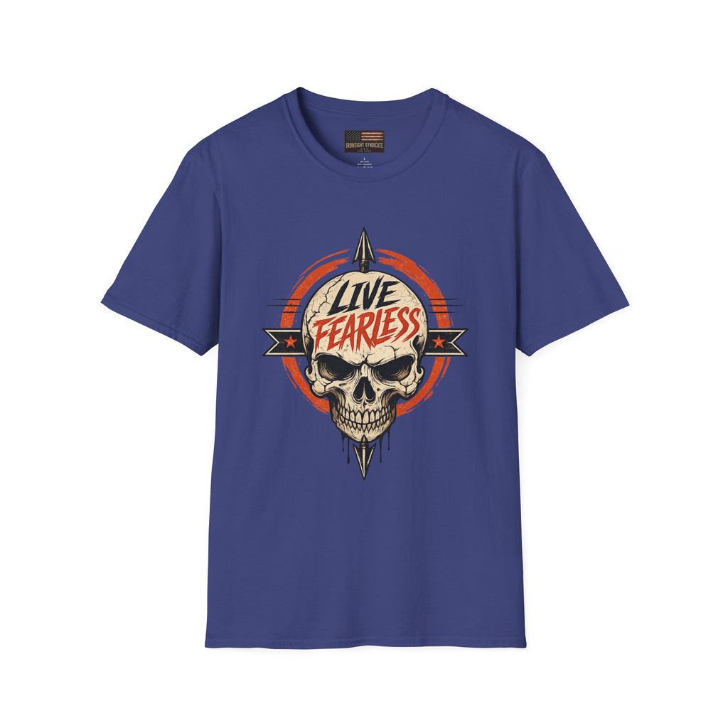 Live Fearless Skull Military T-Shirt (Front and Back) | Ironsight Syndicate