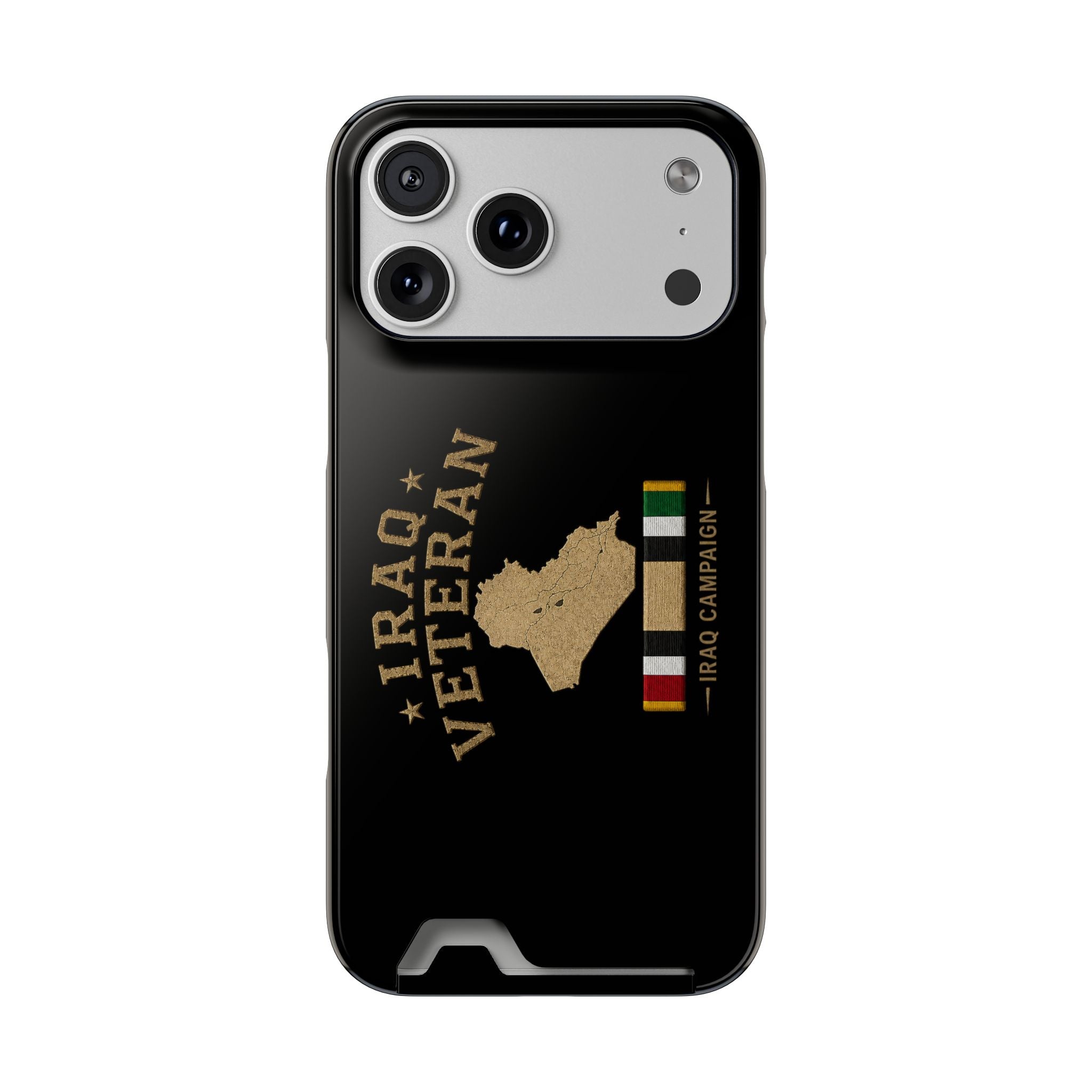 Iraq Veteran Phone Case with Card Holder — Iraq Campaign Service Ribbon - iPhone 17 Pro Max (Glossy) | Ironsight Syndicate