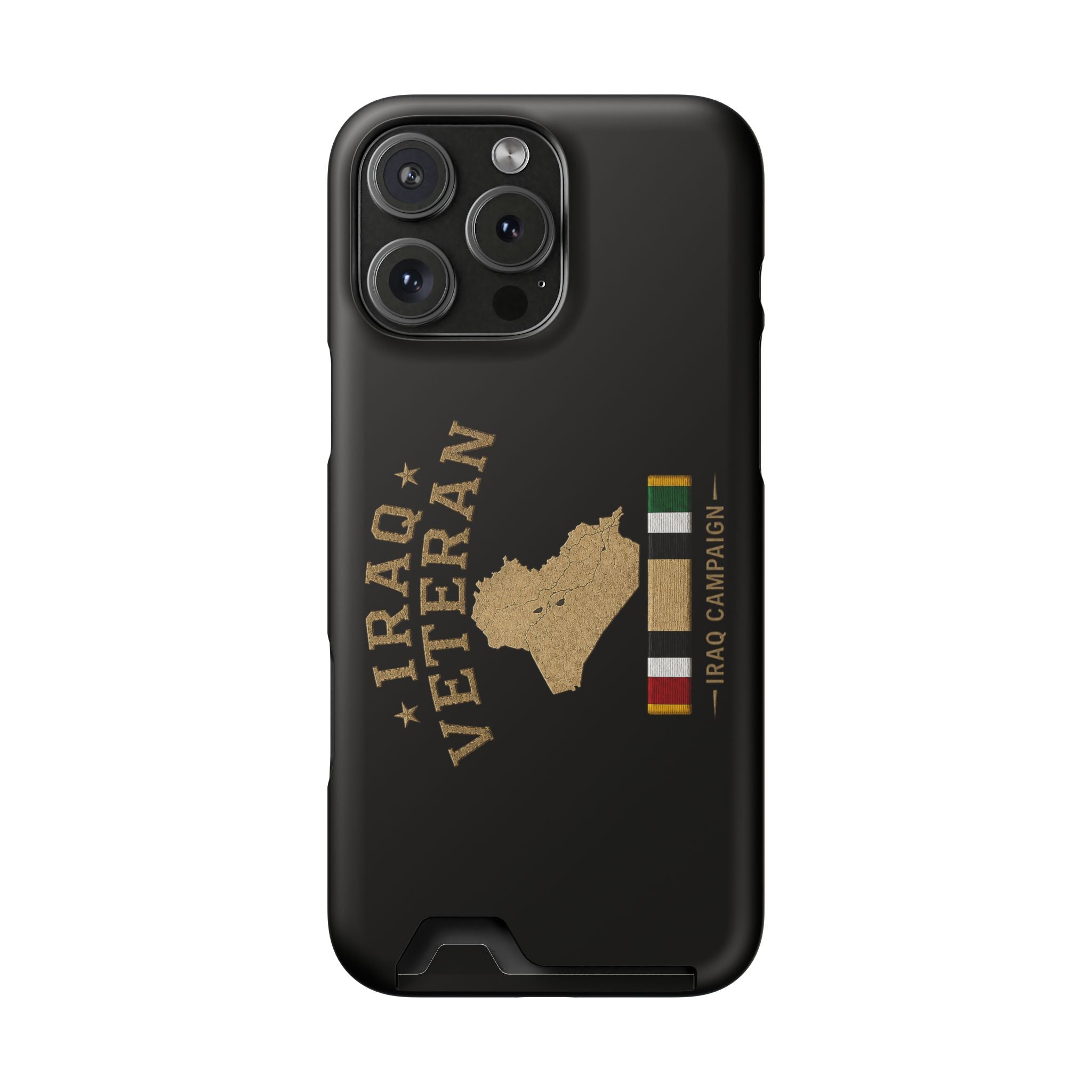 Iraq Veteran Phone Case with Card Holder — Iraq Campaign Service Ribbon - iPhone 16 Pro Max (Matte) | Ironsight Syndicate