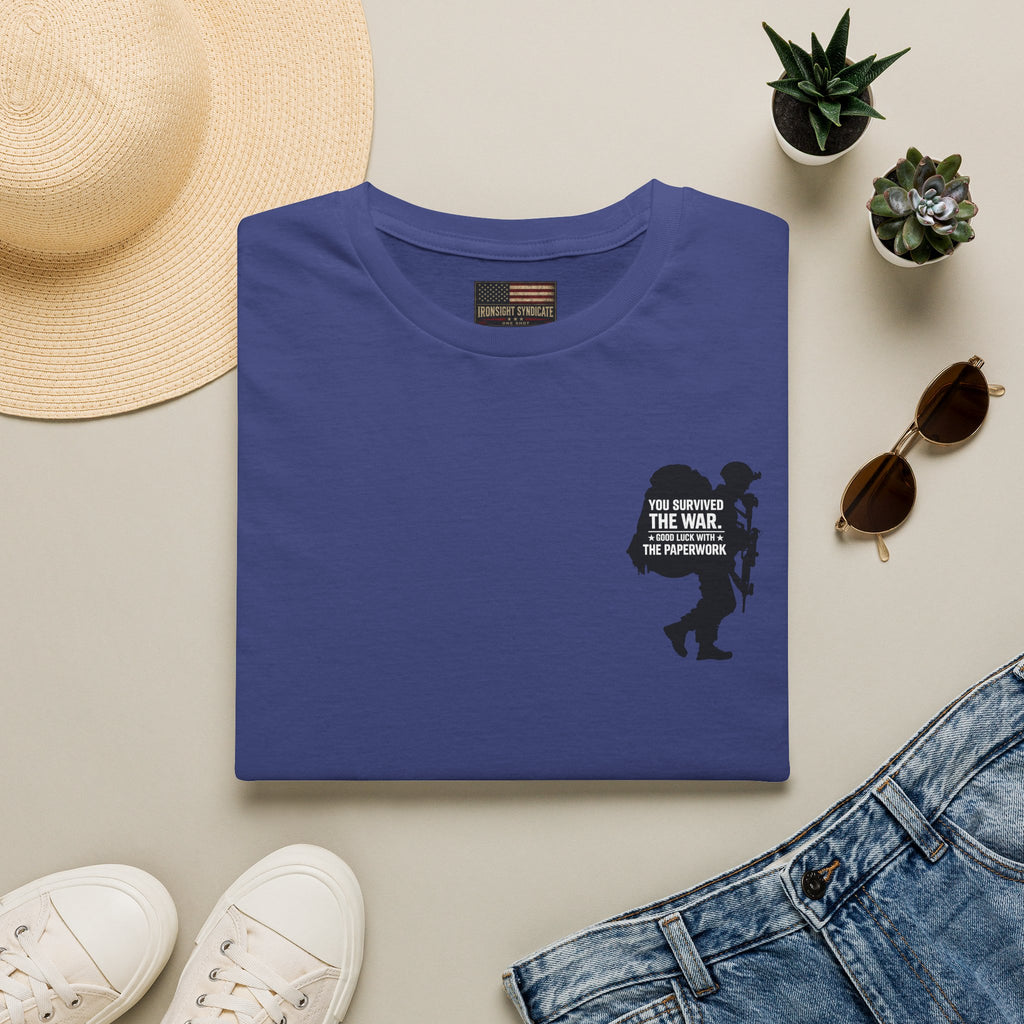 VA Knee Injury Claim Is Denied T-Shirt (Black Graphic) | Ironsight Syndicate