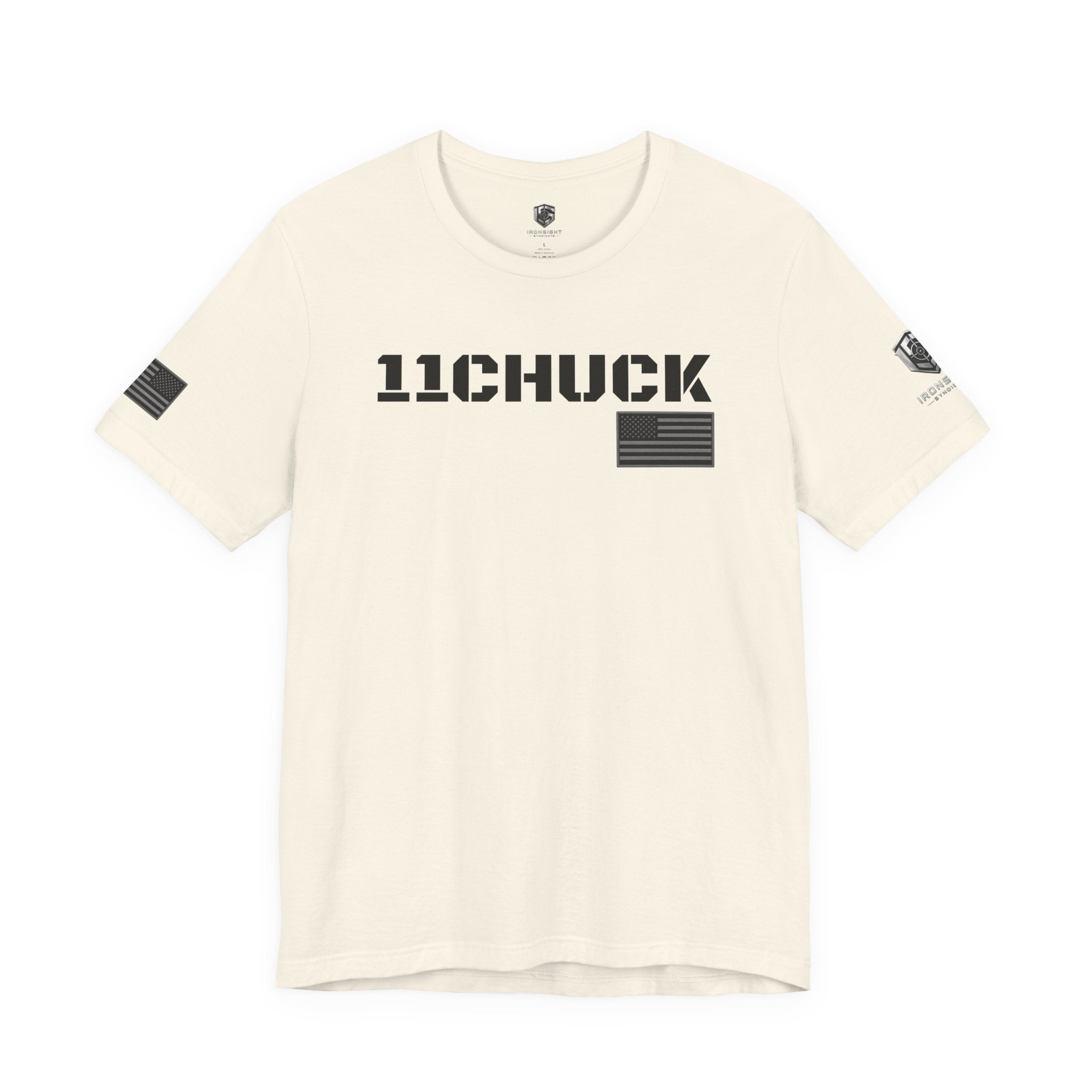 11Chuck Indirect Fire Infantryman Inspired Patriotic T-Shirt Black text - Natural | Ironsight Syndicate