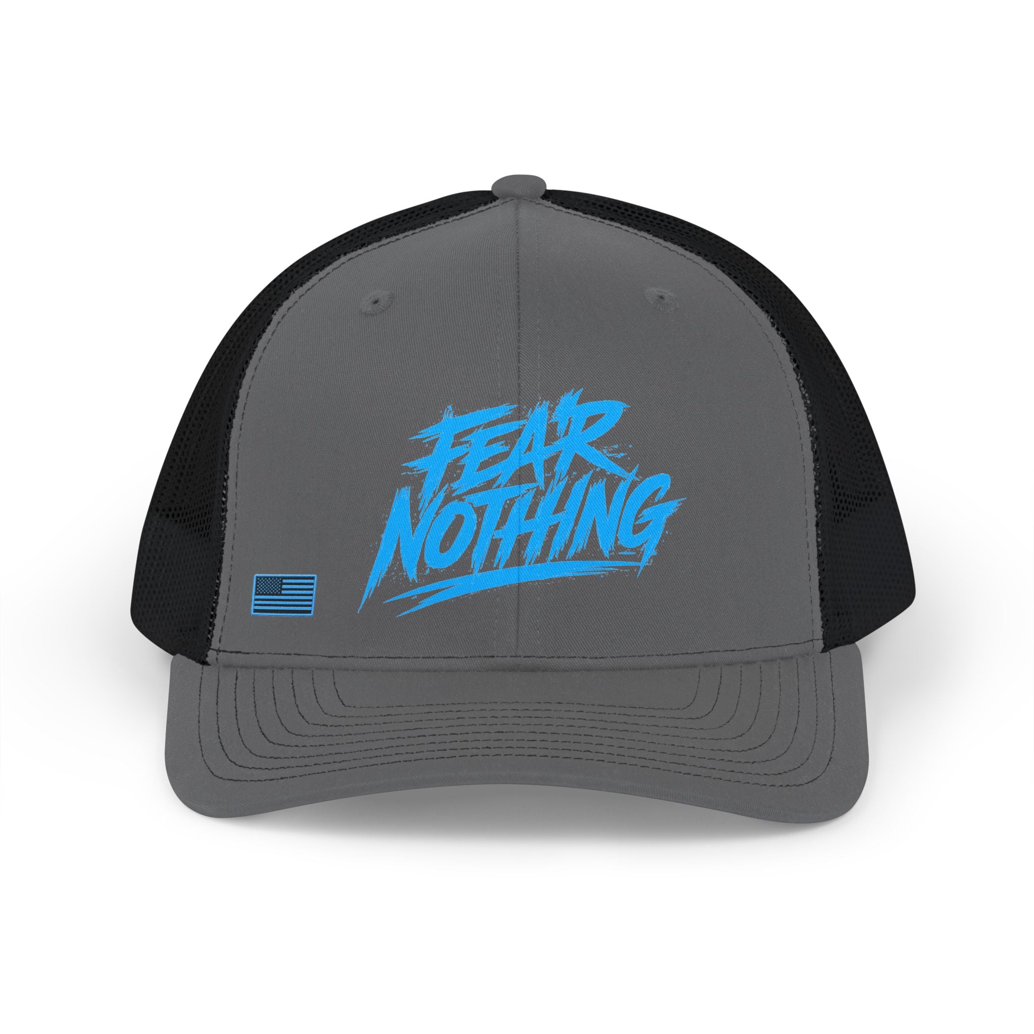 Fear Nothing Blue Trucker Hat - Charcoal / Black | Ironsight Syndicate