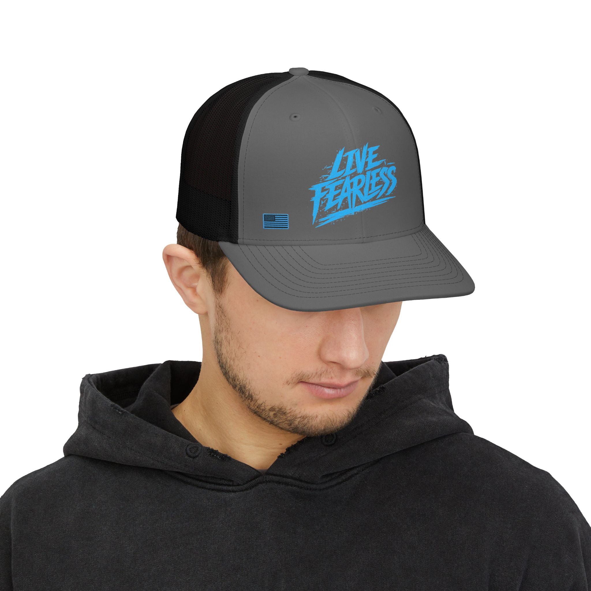 Live Fearless Blue Trucker Hat