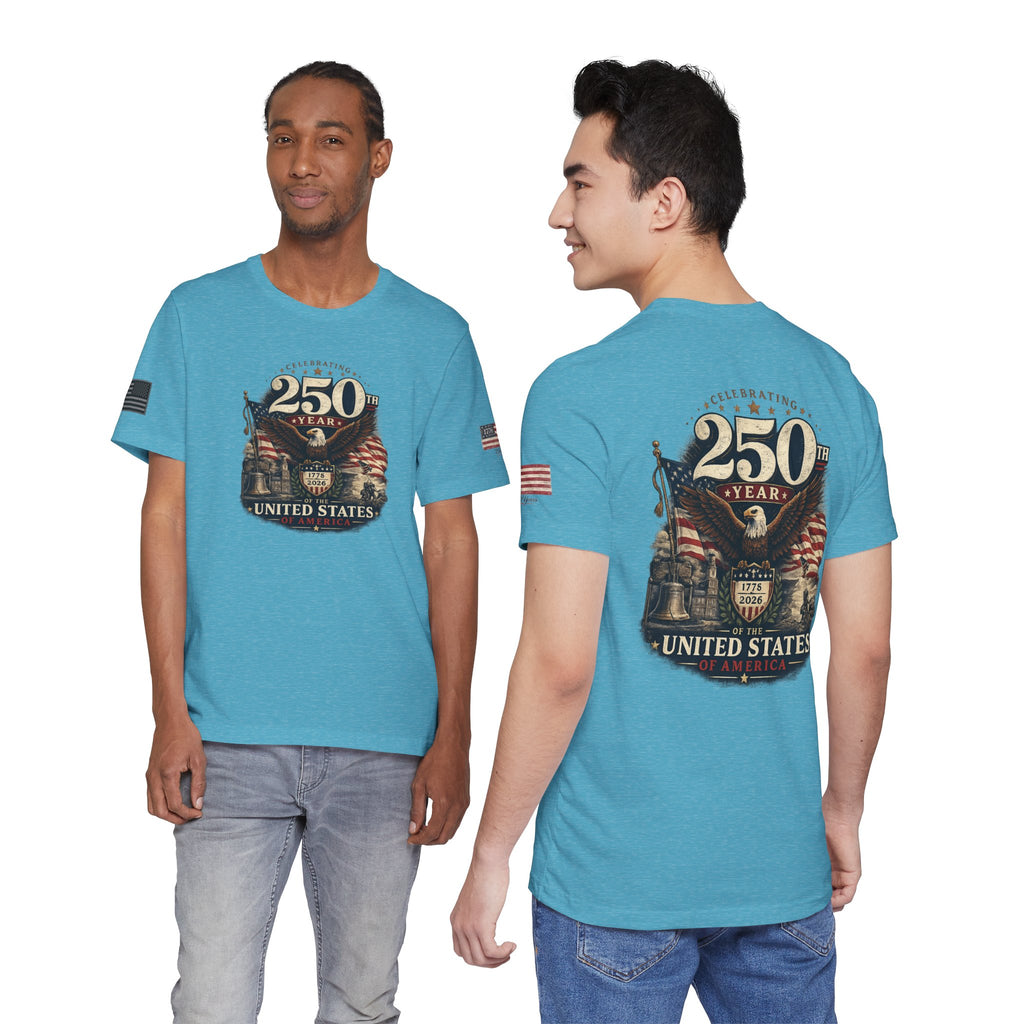 America 250th Anniversary T-Shirt | Patriotic Eagle & American Flag Shirt | 1776-2026 United States Tee front and back
