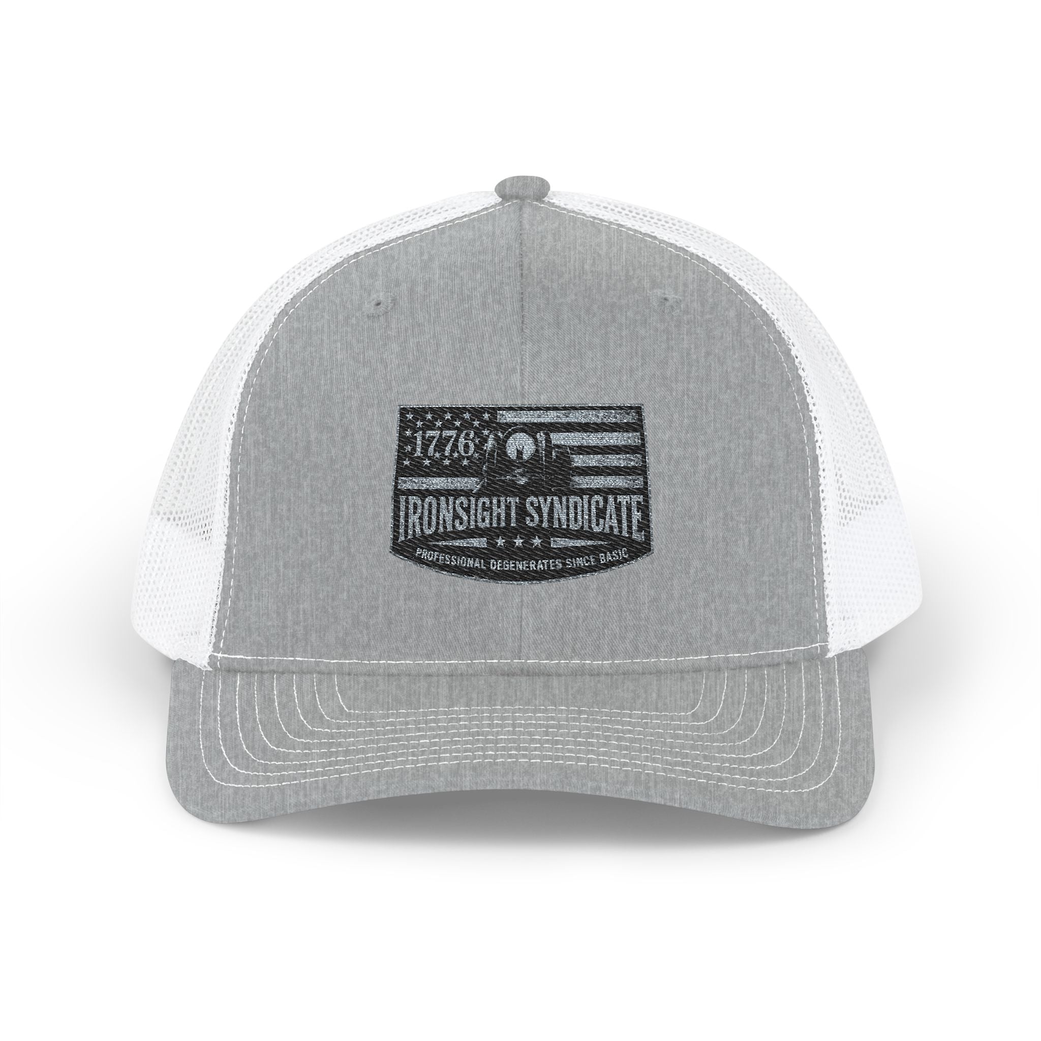 Iron Sight Syndicate 1776 American flag embroidered Trucker Cap