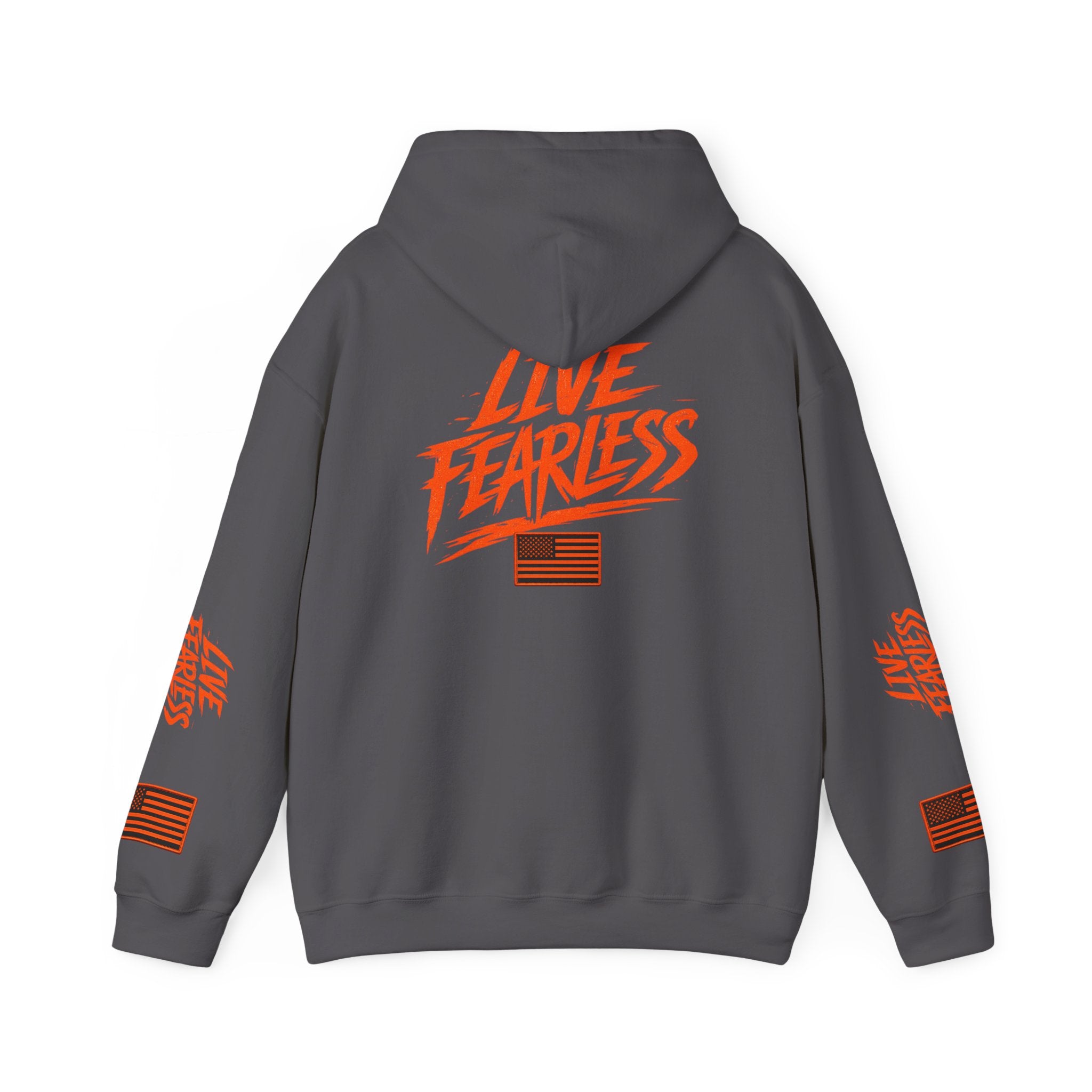 Live Fearless Hoodie (Orange)| Premium Heavy Weight-Military-Inspired Patriotic Hoodie | Ironsight Syndicate