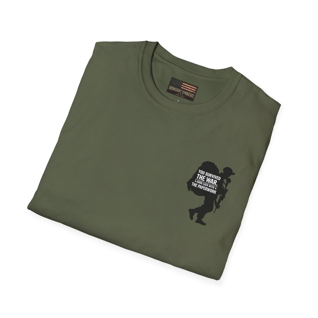 VA Knee Injury Claim Is Denied T-Shirt (Black Graphic) | Ironsight Syndicate