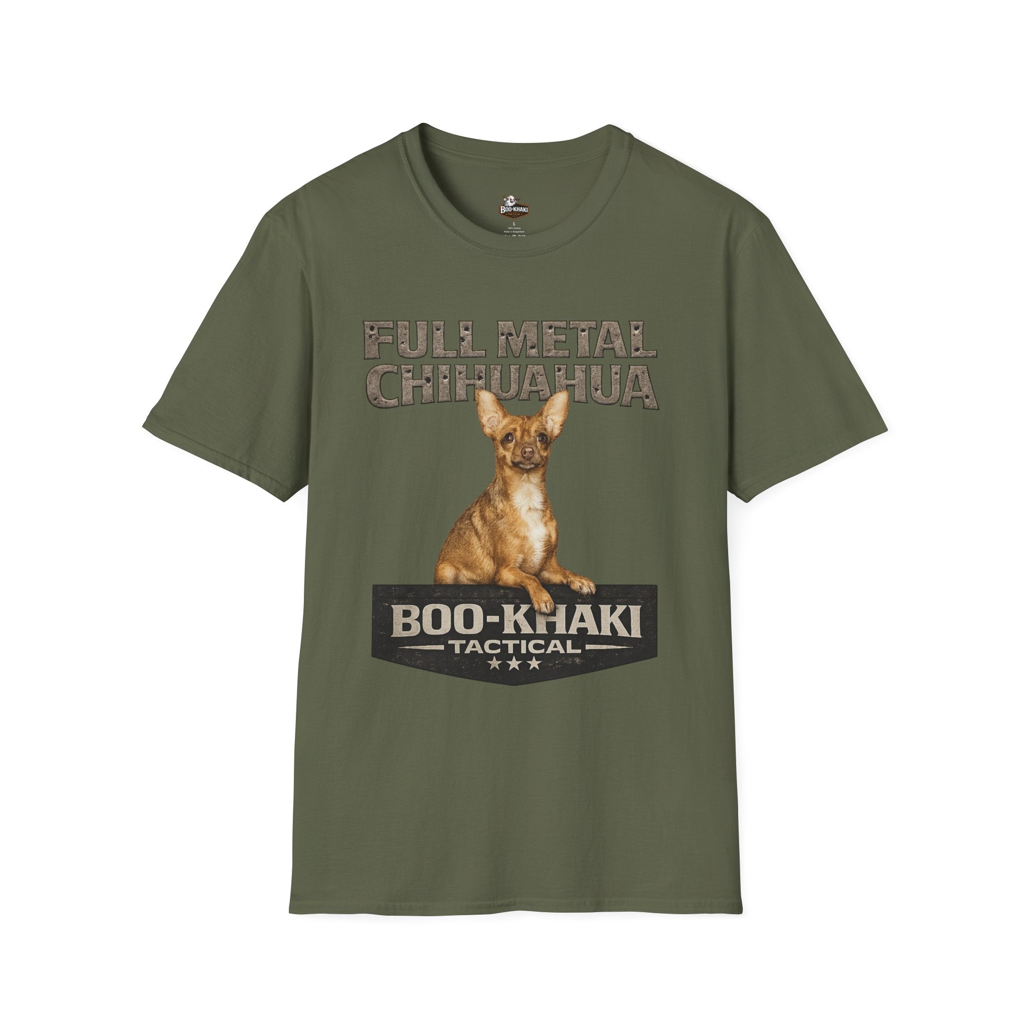 Full Metal Chihuahua T-Shirt – Boo-Khaki Tactical Graphic Tee