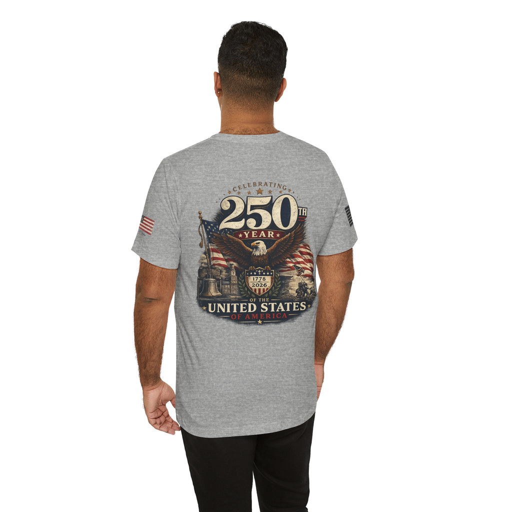 America 250th Anniversary T-Shirt | Patriotic Eagle & American Flag Shirt | 1776-2026 United States Tee front and back