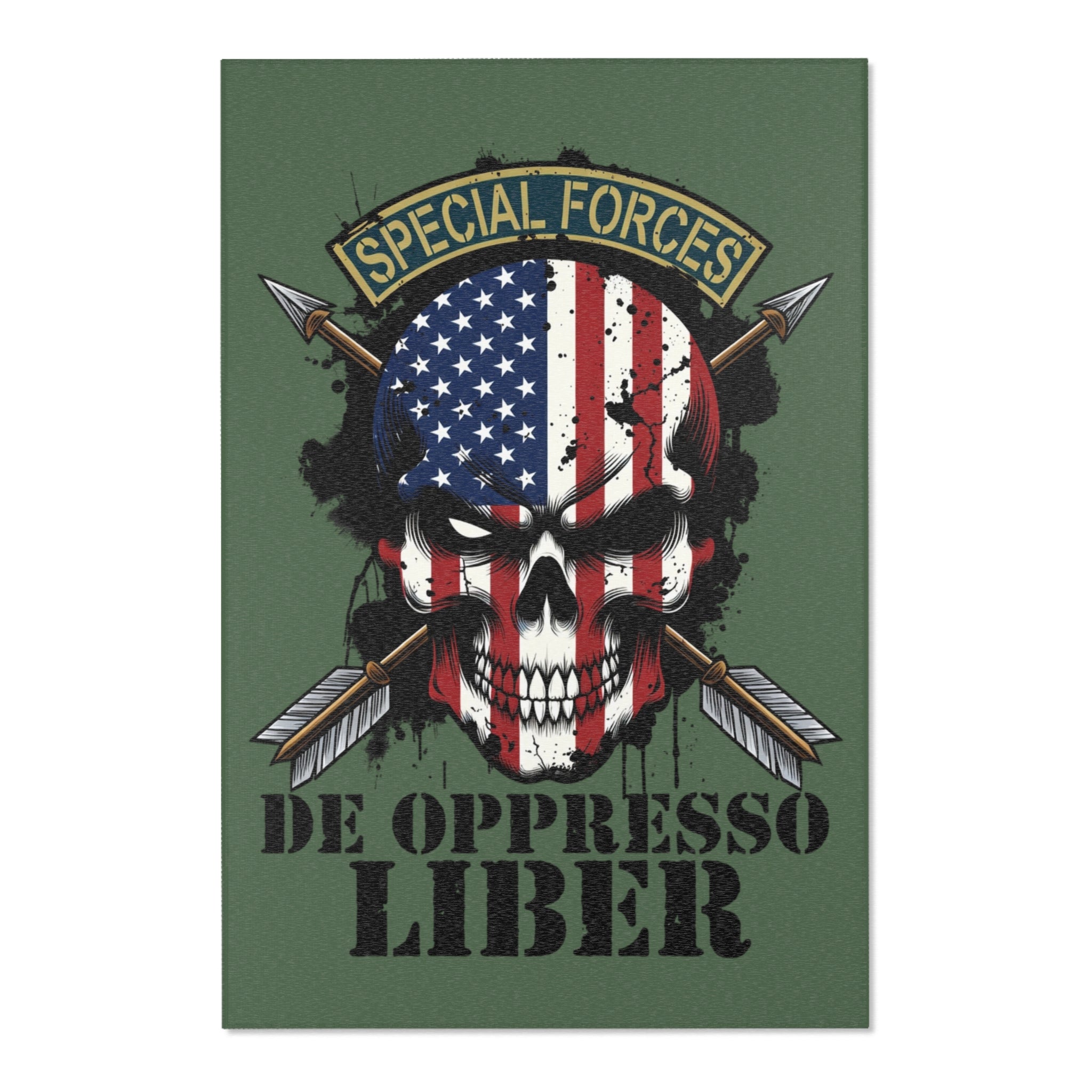 Special Forces De Oppresso Liber American Skull Area Rug — Military Home Decor — Ironsight Syndicate - 3