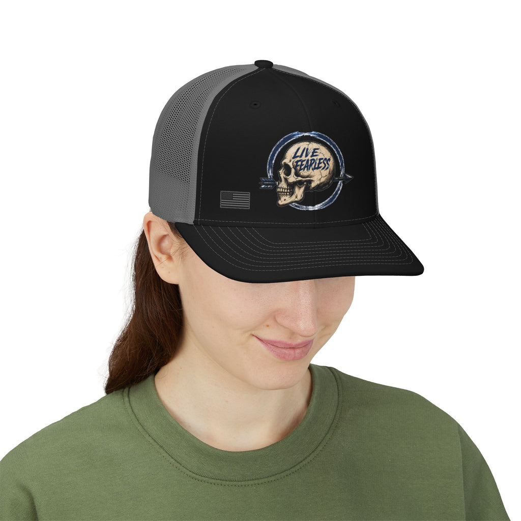 Live Fearless  Blue Skull Trucker Hat