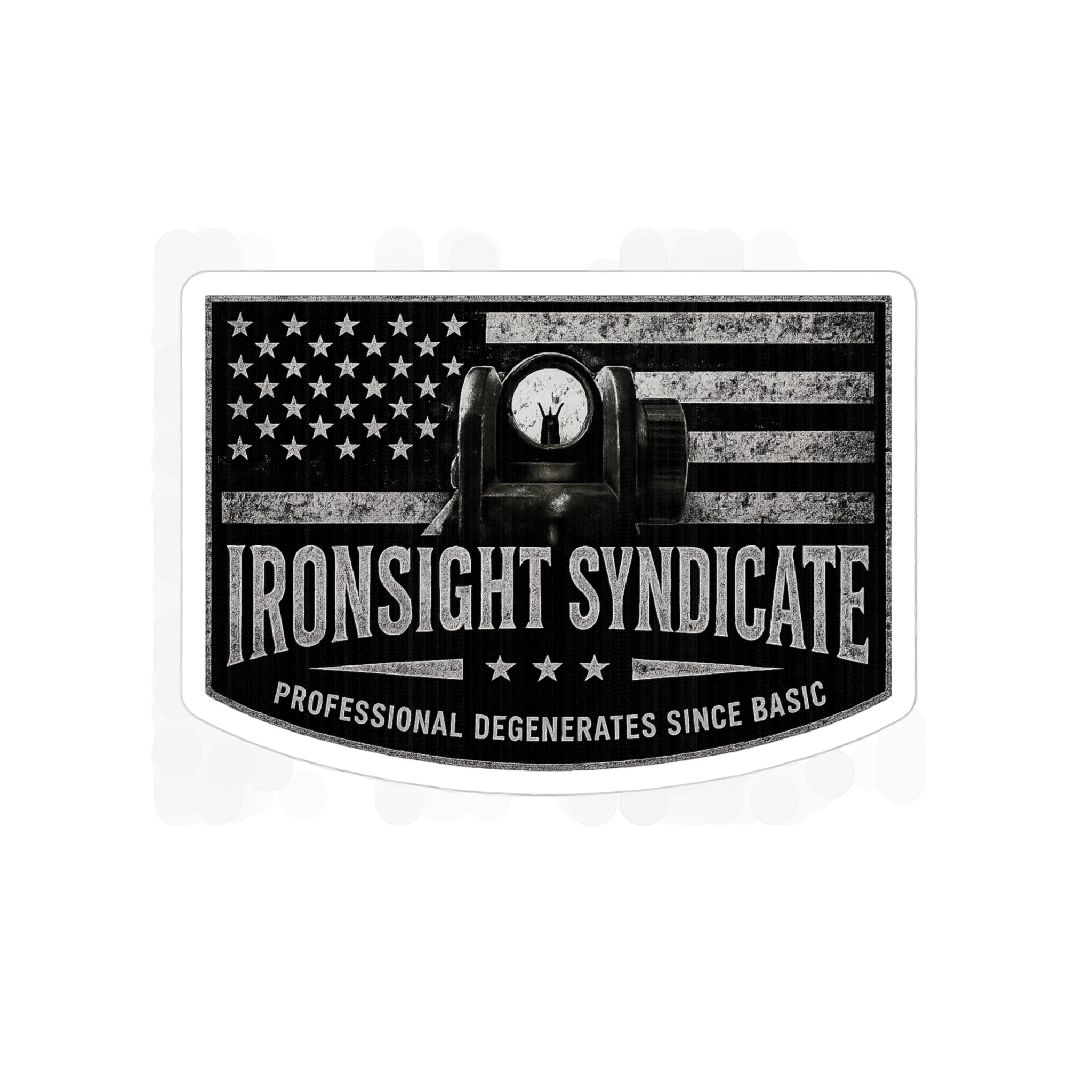 IronSightSyndicate — Die-Cut Transparent Outdoor American Flag Sticker