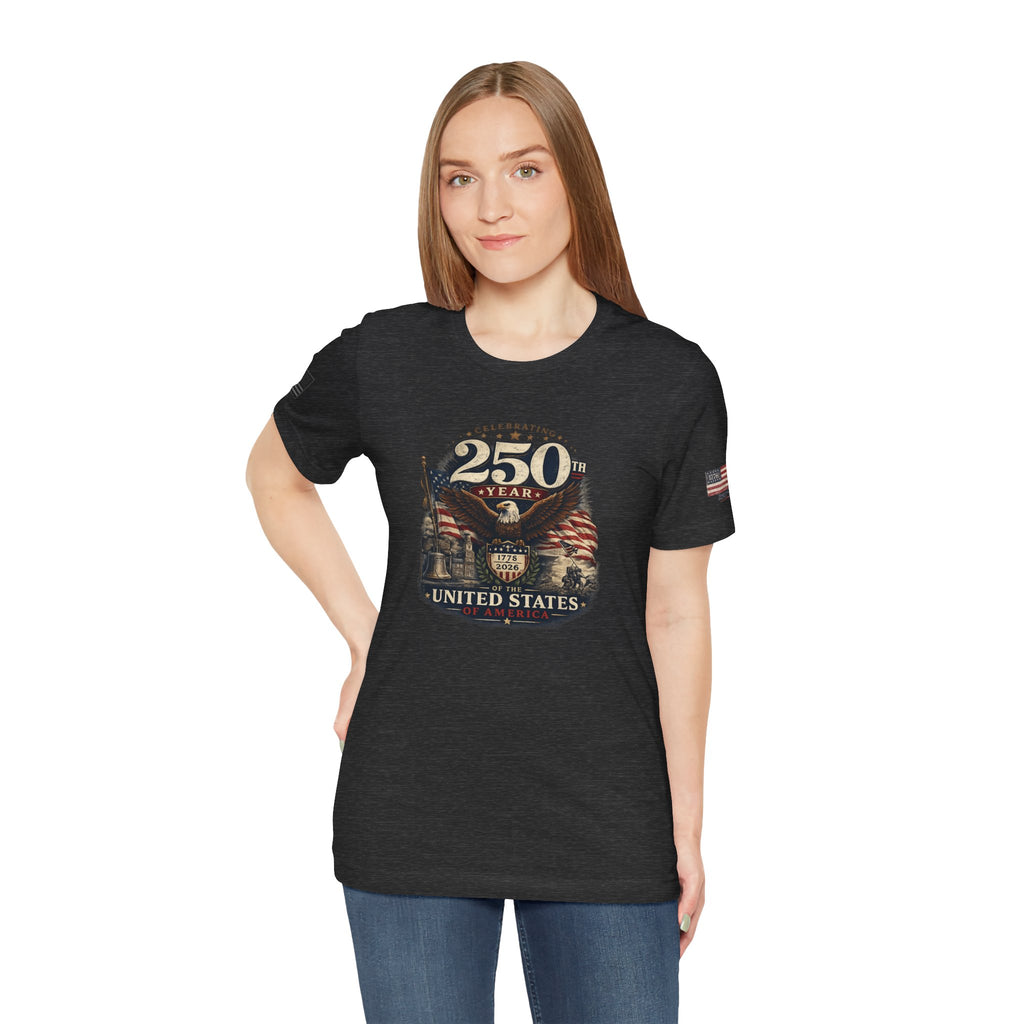 America 250th Anniversary T-Shirt | Patriotic Eagle & American Flag Shirt | 1776-2026 United States Tee front and back