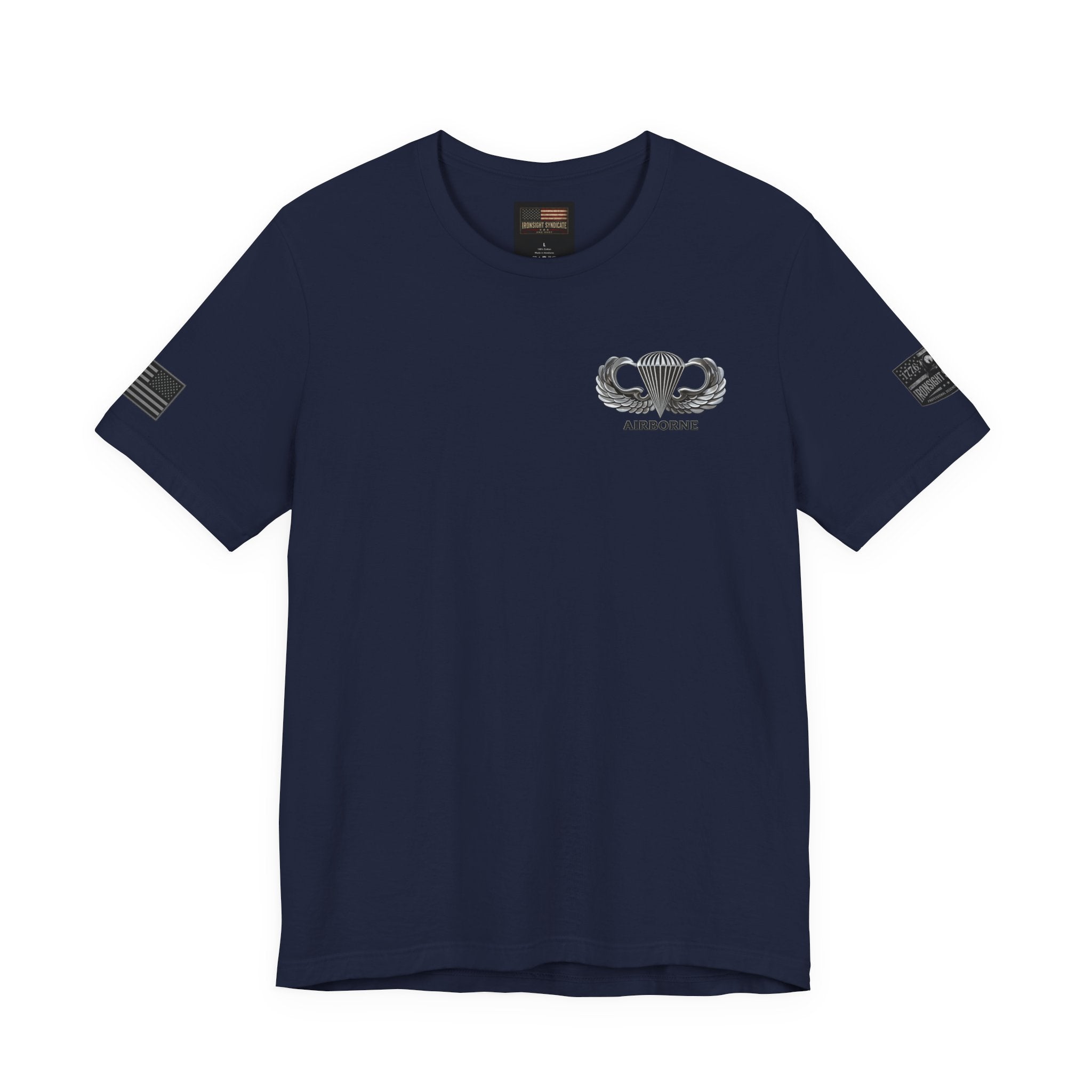 Airborne, Death From Above T - US Army Airborne Wings Veteran T-Shirt - S / Navy | Ironsight Syndicate