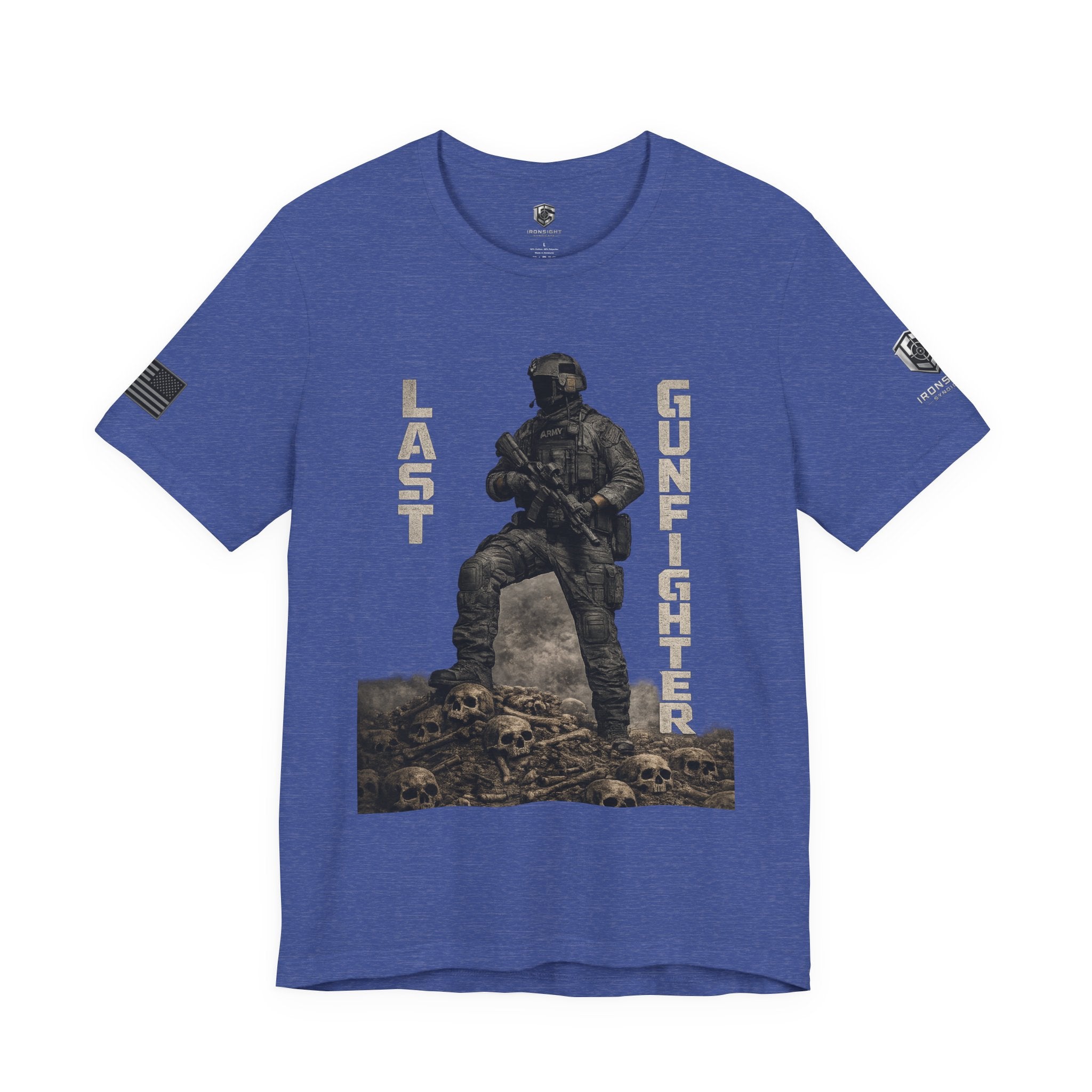 Last Gunfighter Infantry Inspired Patriotic T-Shirt - Heather True Royal | Ironsight Syndicate