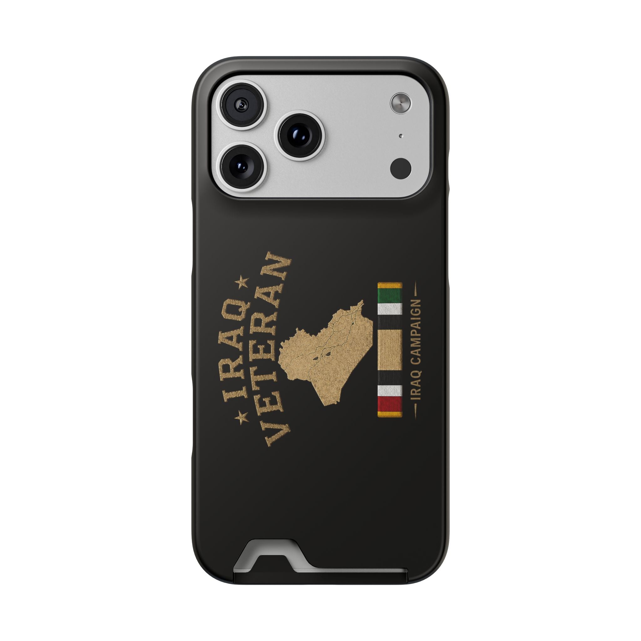 Iraq Veteran Phone Case with Card Holder — Iraq Campaign Service Ribbon - iPhone 17 Pro Max (Matte) | Ironsight Syndicate