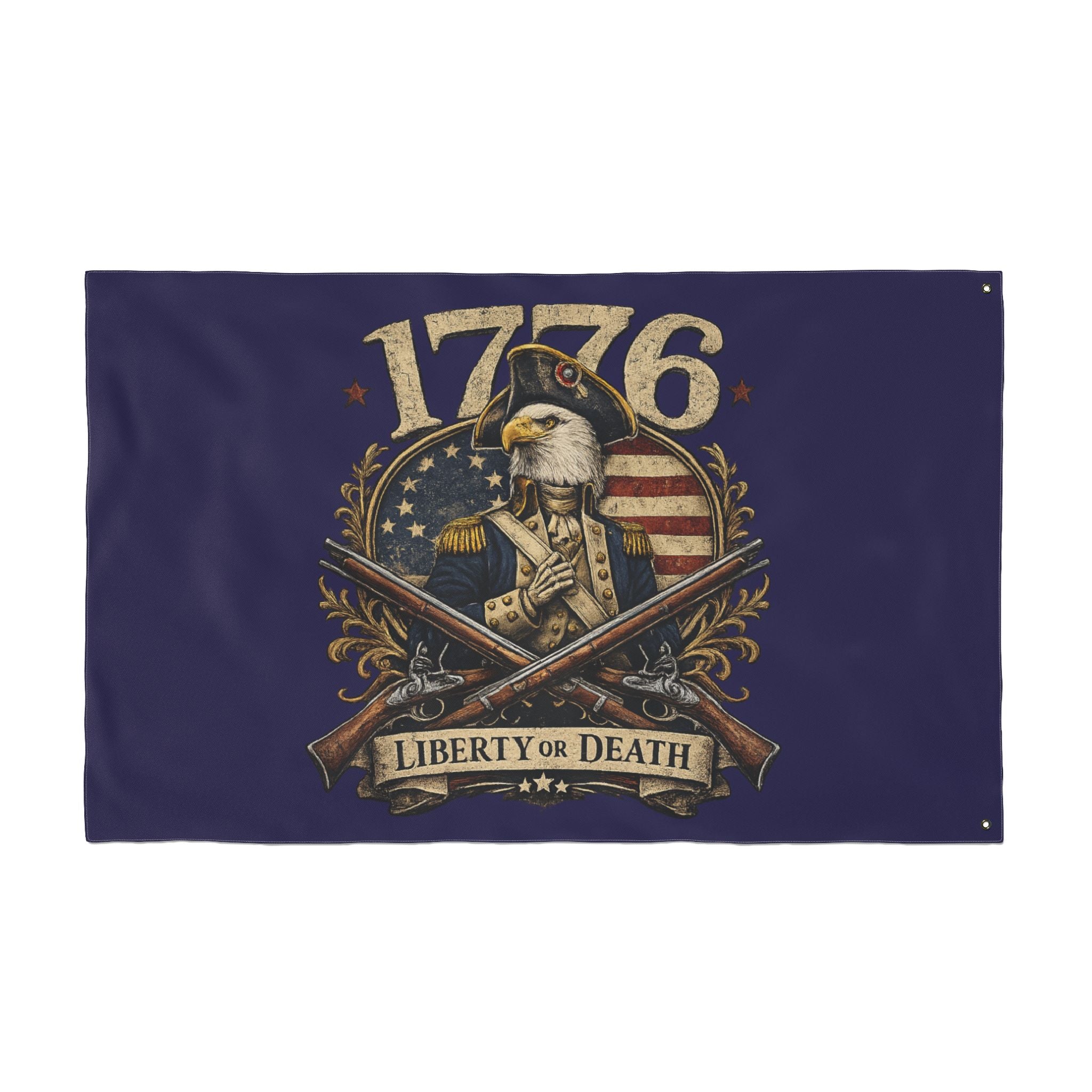 1776 Liberty or Death Bald Eagle American Flag | Patriotic Revolutionary War Banner for Veterans & Patriots