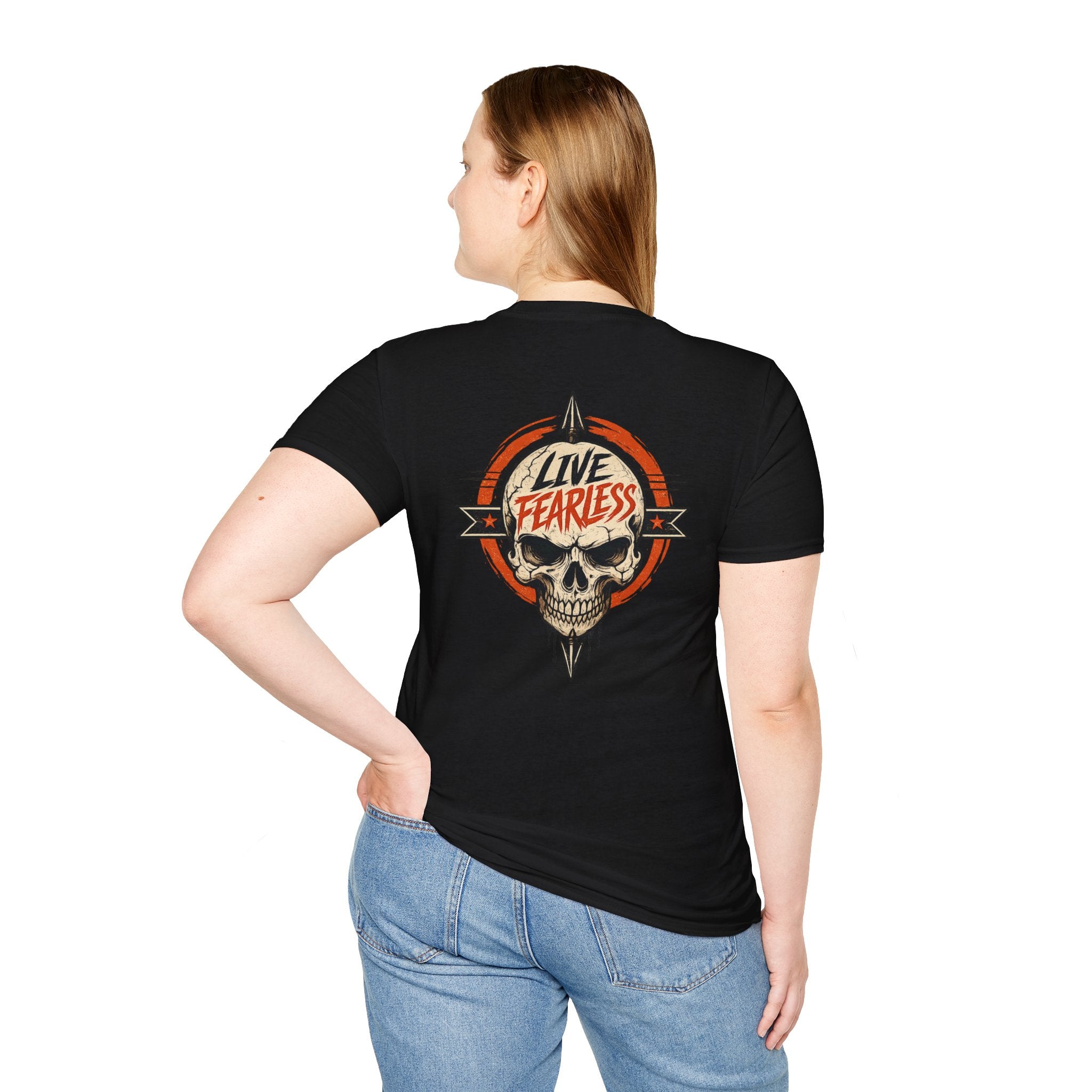 Live Fearless Skull Military T-Shirt (Front and Back) | Ironsight Syndicate