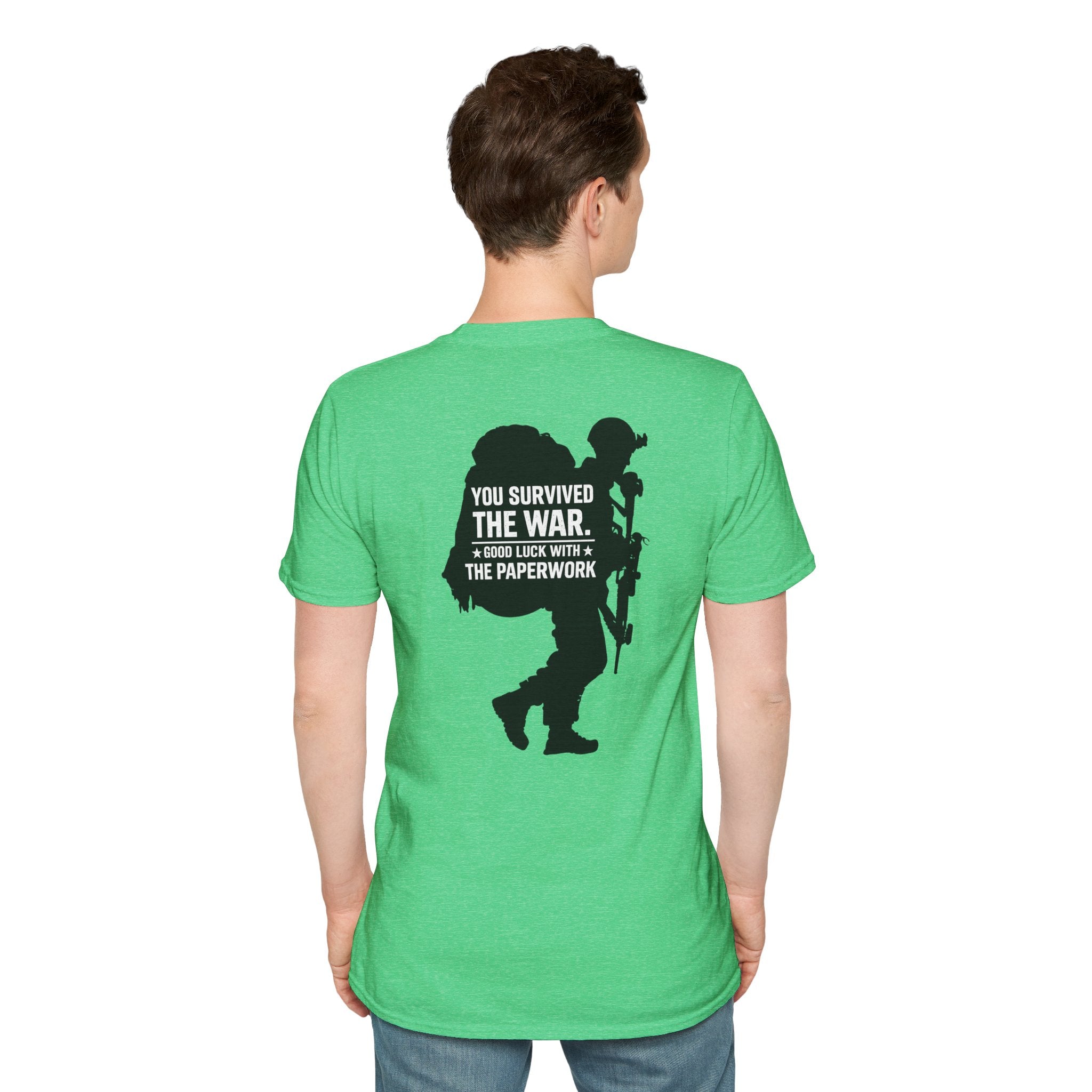 You Survived the War, Good Luck with the Paperwork T-Shirt (Black Graphic)