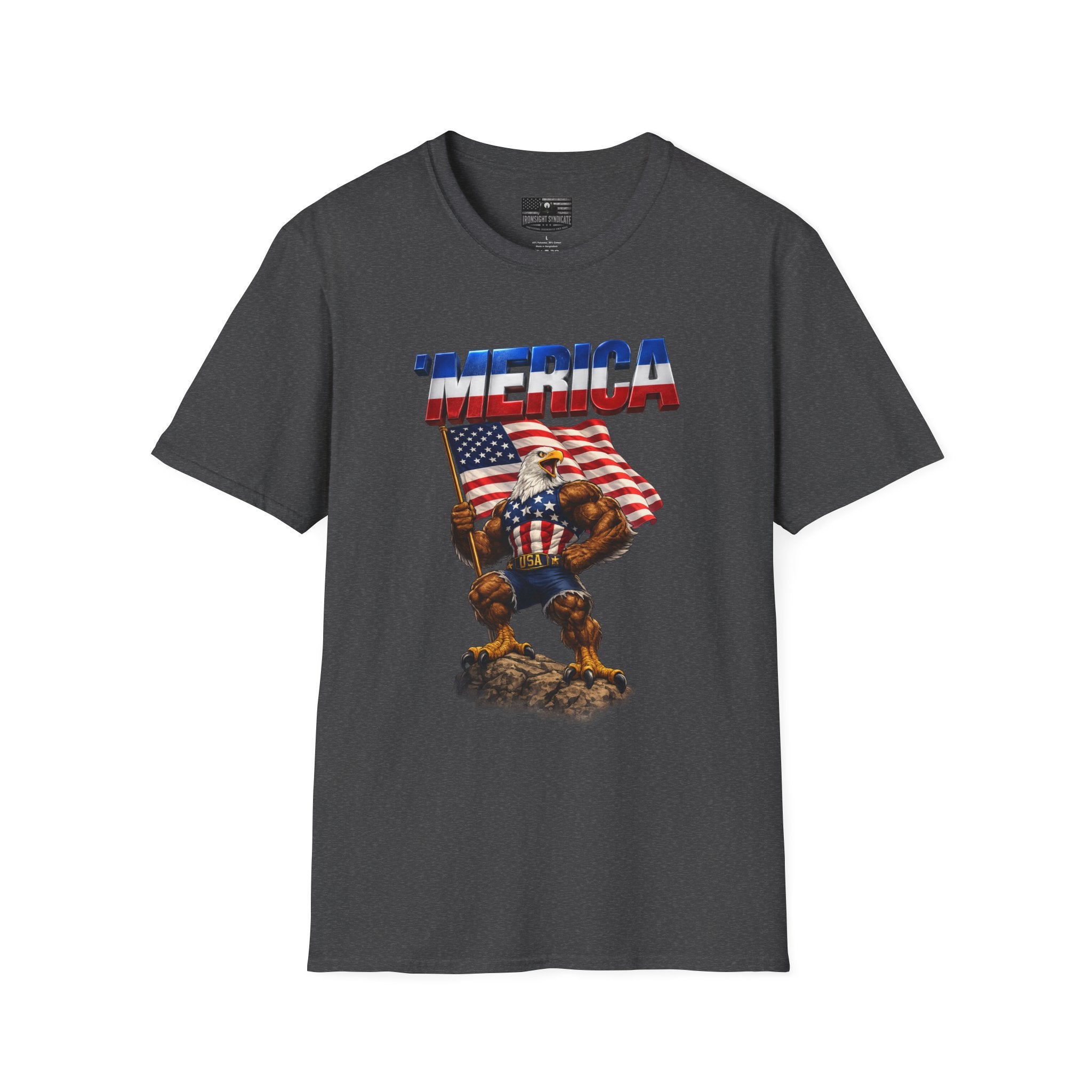 Merican Eagle T-Shirt | Patriotic Military Graphic Tee for Veterans & Patriots, Adult (13 and up), unisex