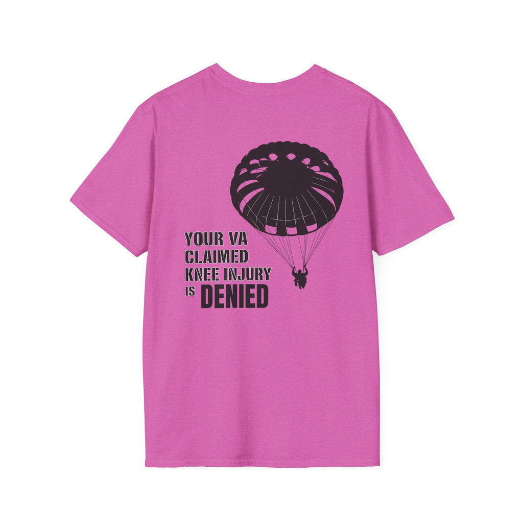 VA Knee Injury Claim Is Denied T-Shirt (Black Graphic) | Ironsight Syndicate