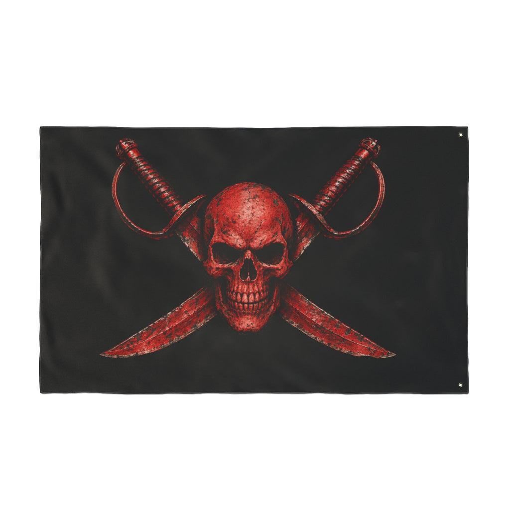 Blood Red Jolly Rogers- Double-Sided Pirate Emblem Banner