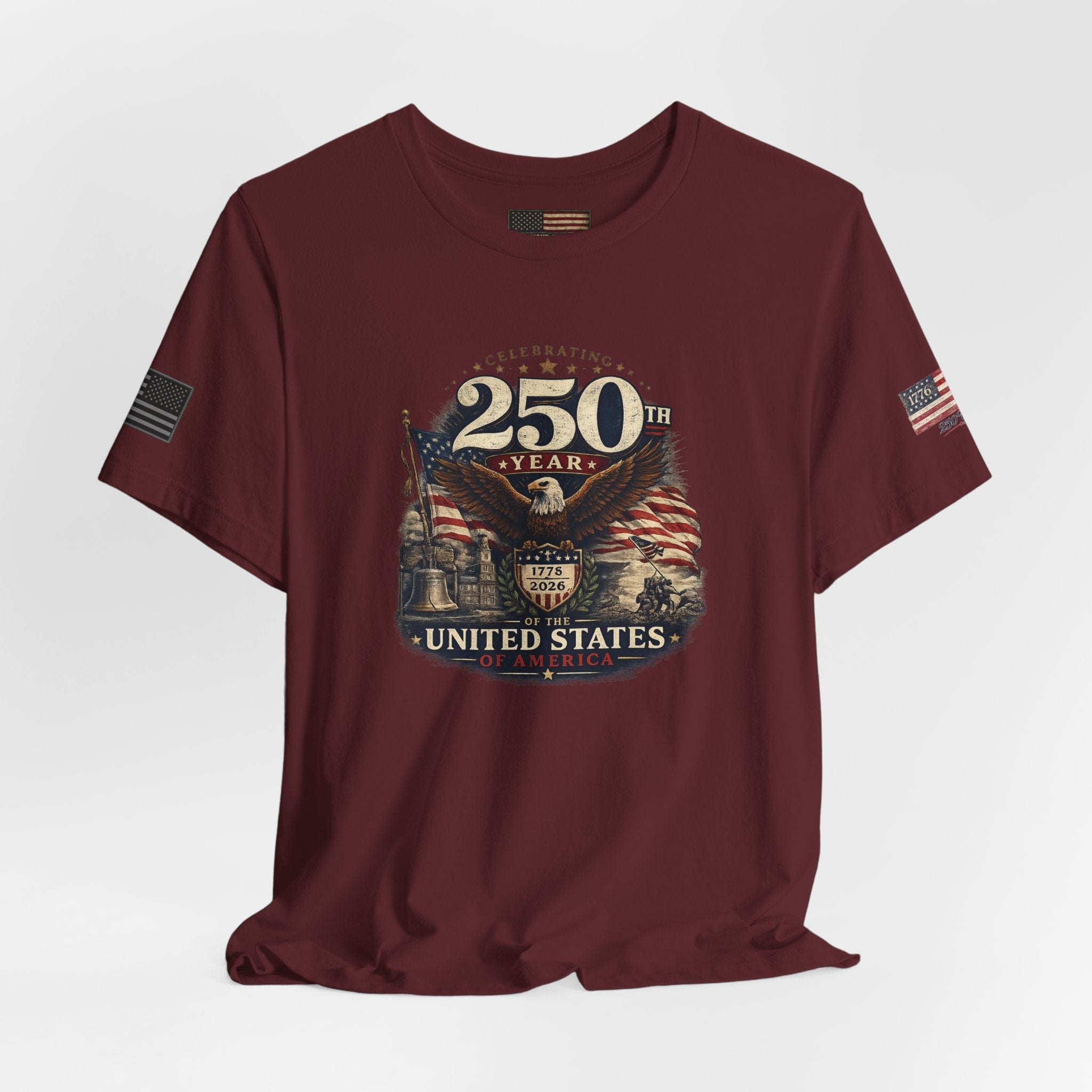 America 250th Anniversary T-Shirt | Patriotic Eagle & American Flag Shirt | 1776-2026 United States Tee front and back