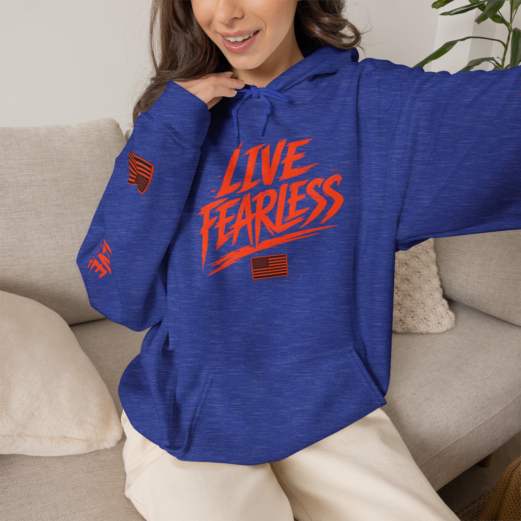Live Fearless Hoodie (Orange)| Premium Heavy Weight-Military-Inspired Patriotic Hoodie | Ironsight Syndicate