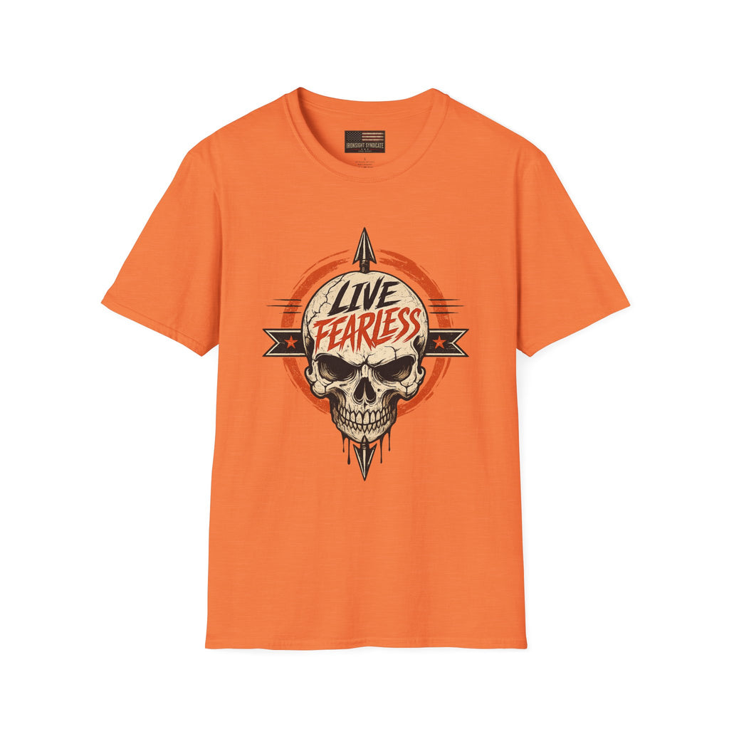 Live Fearless Skull Military T-Shirt (Front and Back) | Ironsight Syndicate