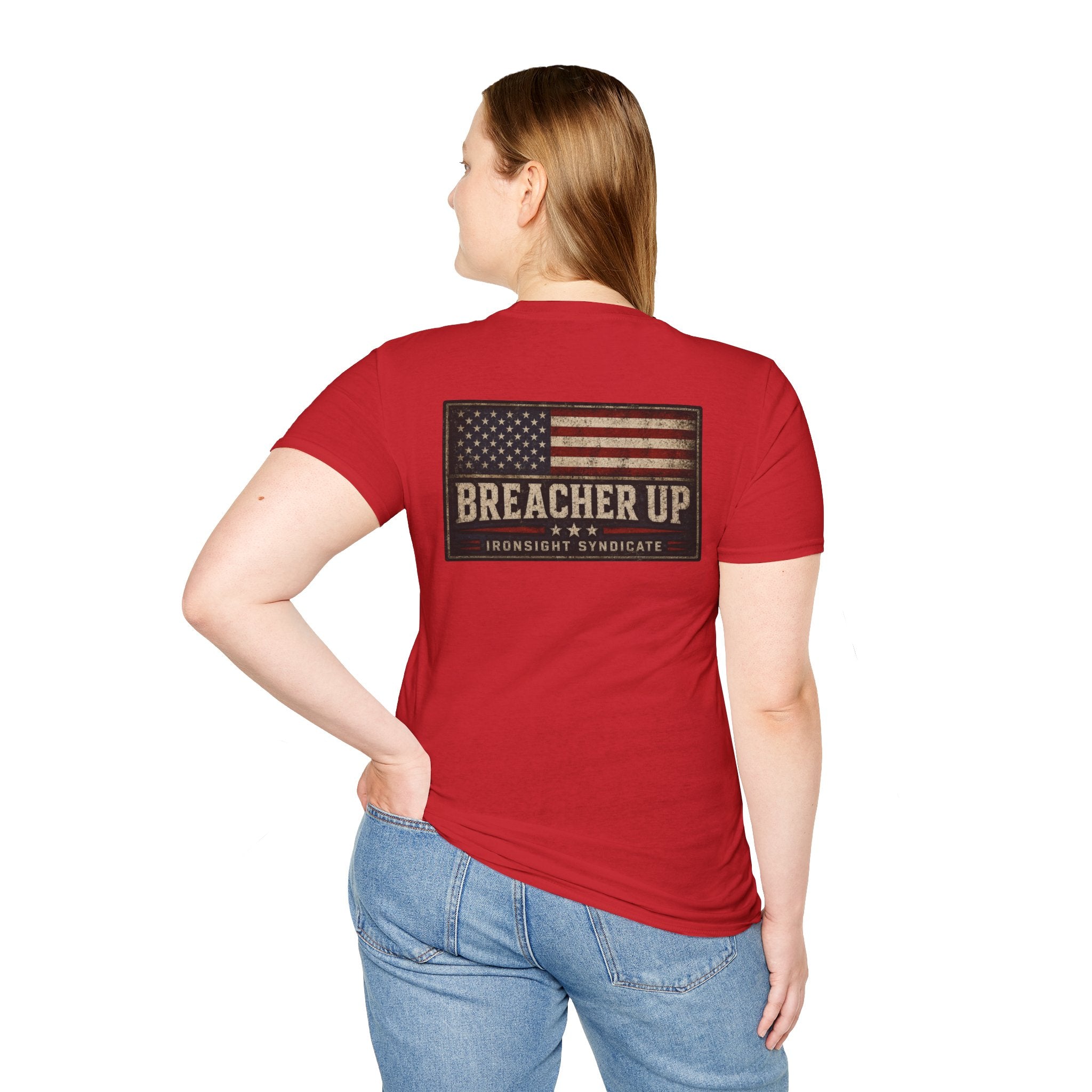 Breacher Up Red While and  Blue T-Shirt, Adult (13 and up), unisex | Patriotic Military Graphic Tee for Veterans & Patriots, Adult (13 and up), unisex