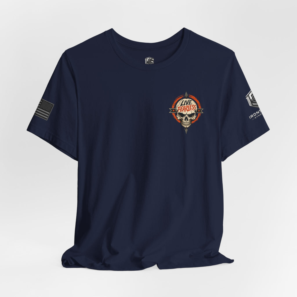 Live Fearless Skull Military T-Shirt | Ironsight Syndicate