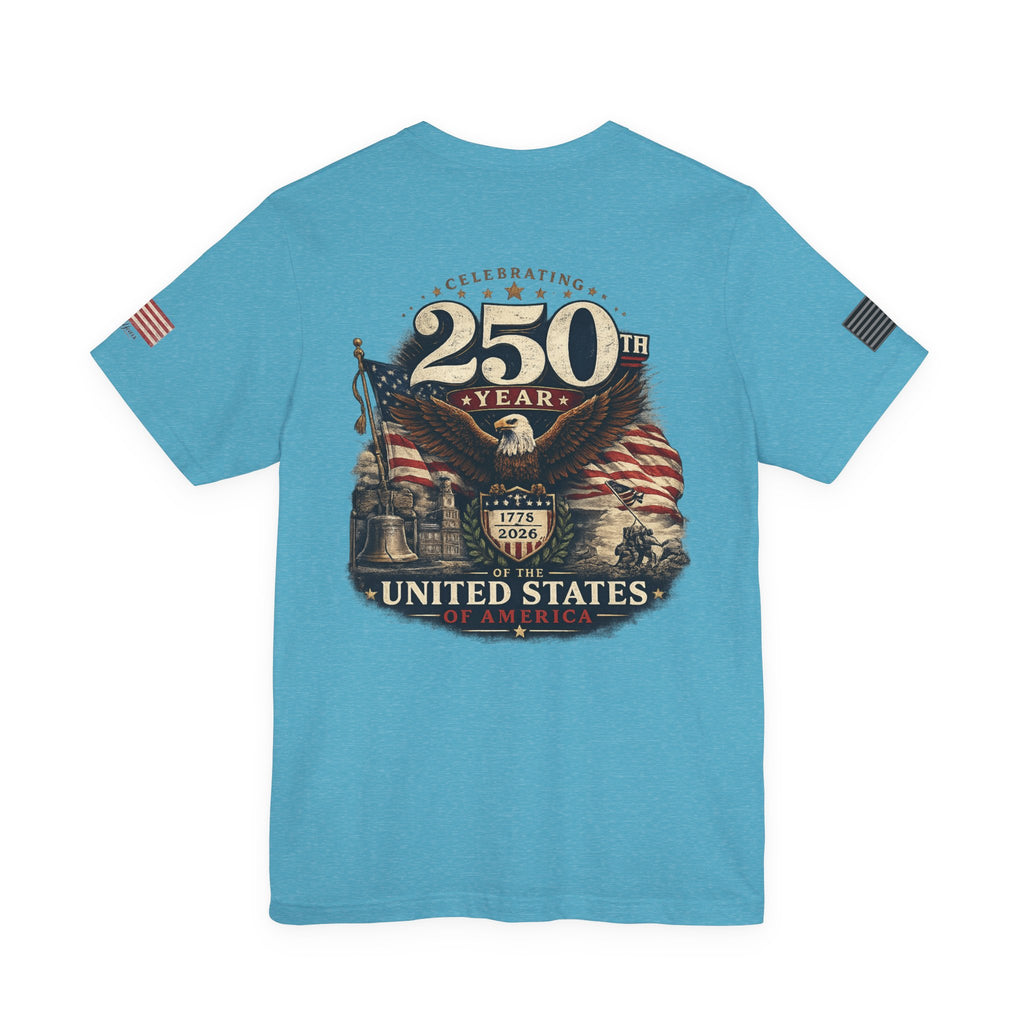 America 250th Anniversary T-Shirt | Patriotic Eagle & American Flag Shirt | 1776-2026 United States Tee front and back