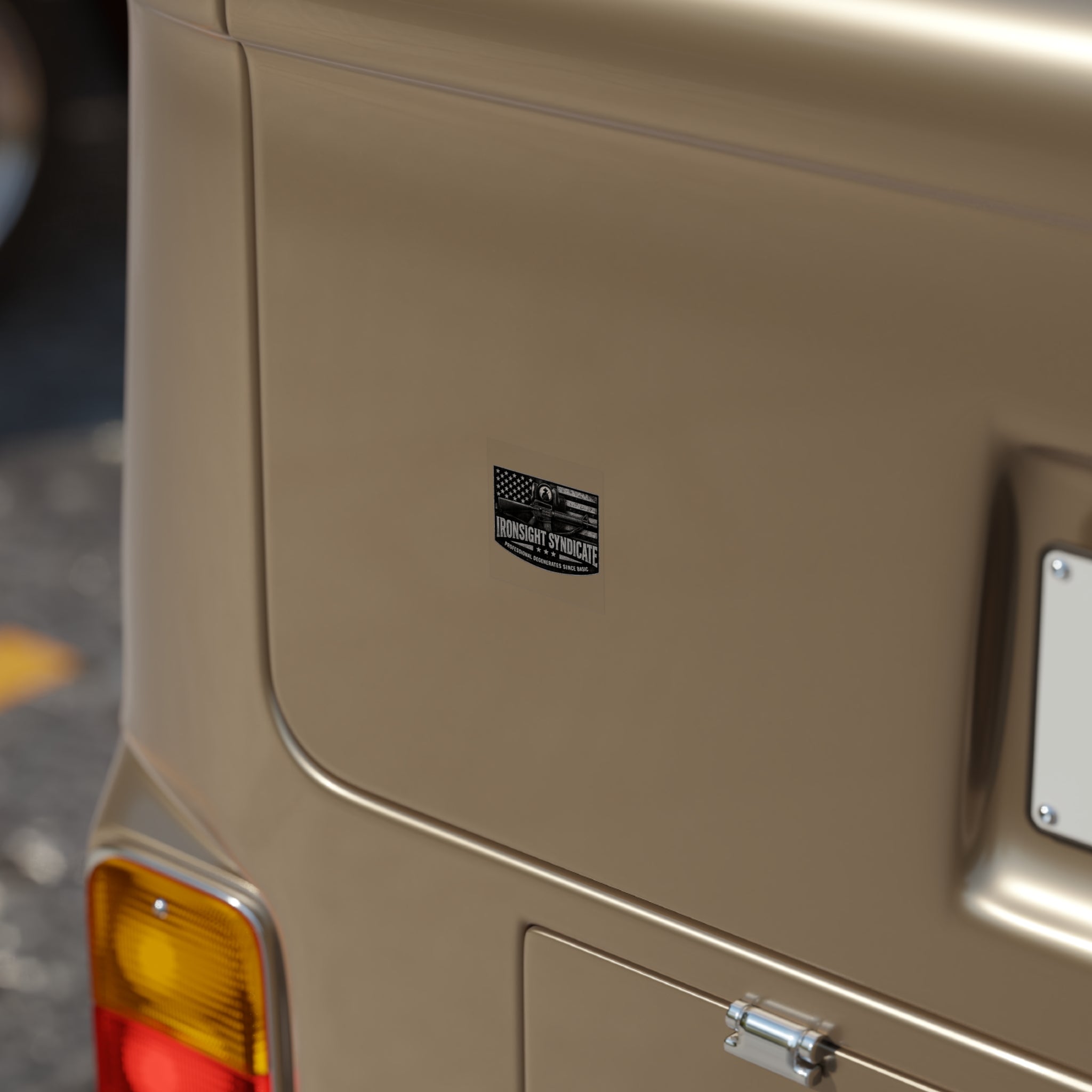 Lead Farmer Ironsight Syndicate Outdoor Sticker — Waterproof Transparent Square Decal