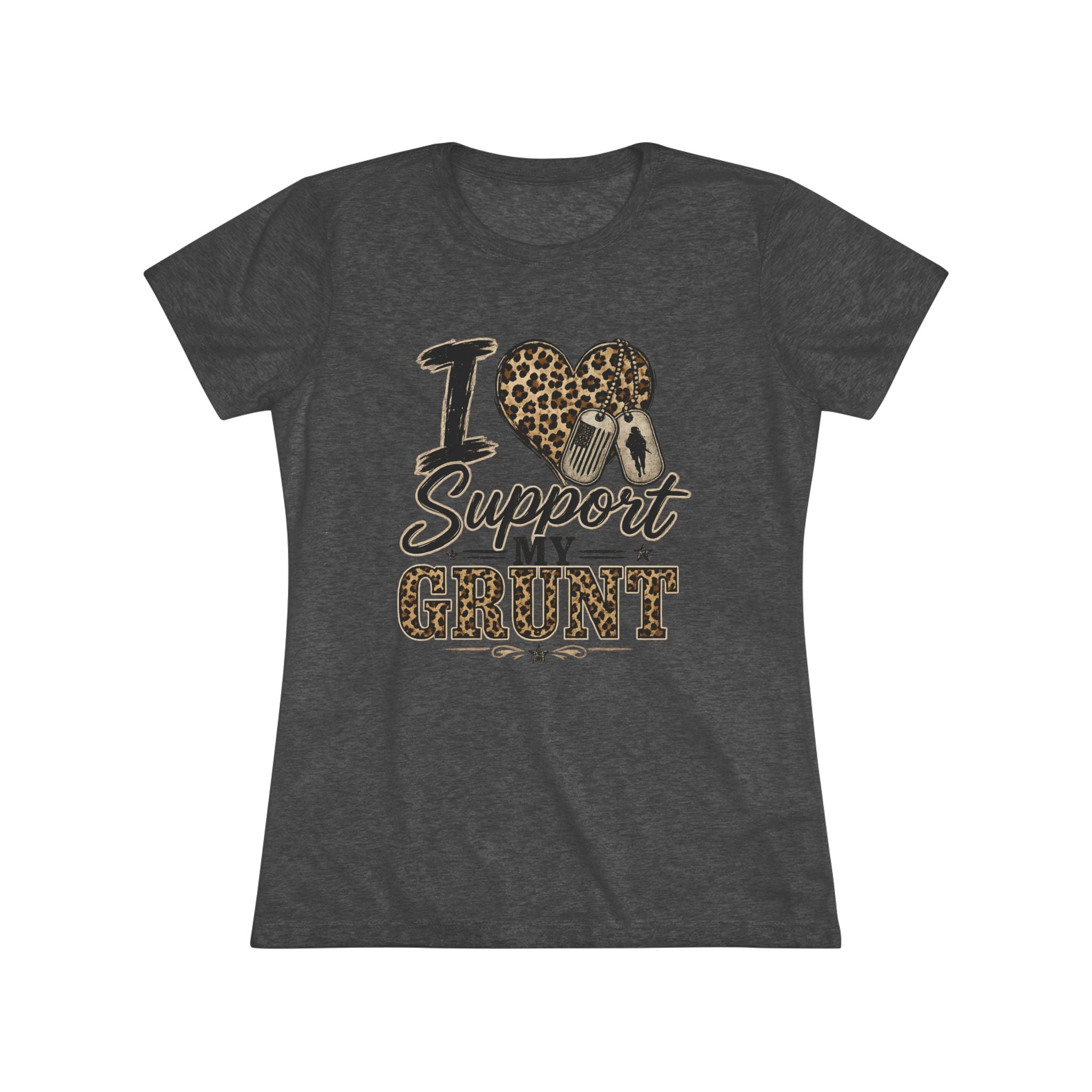 I Support My Grunt Tee - Women's Military Spouse Graphic Shirt - Vintage Black | Ironsight Syndicate