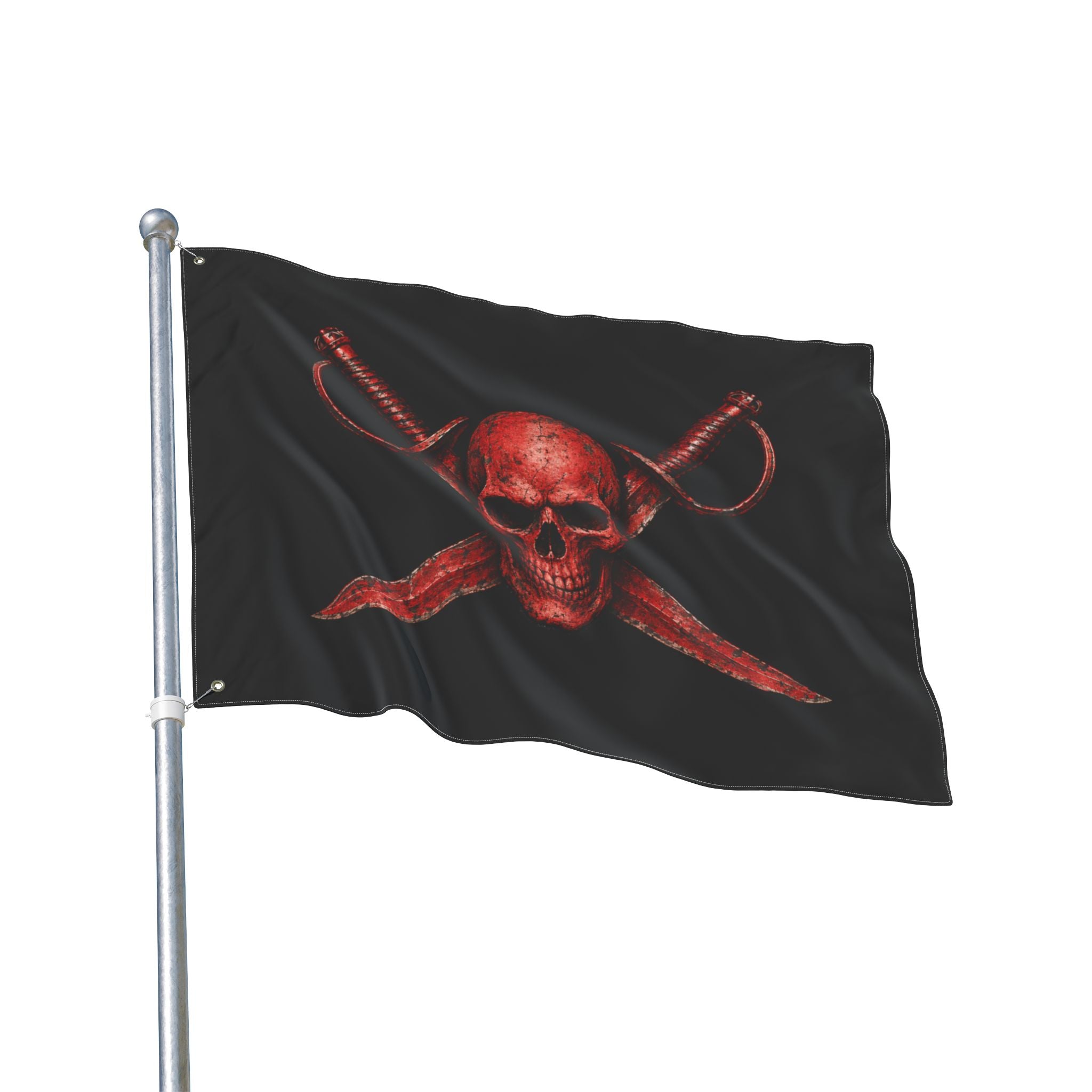 Blood Red Jolly Rogers- Double-Sided Pirate Emblem Banner