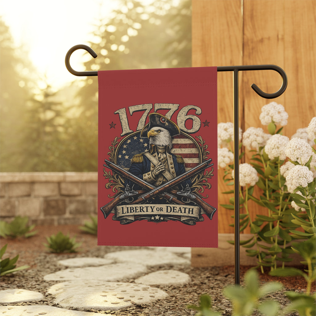 Eagle Red 1776 Garden Flag – 'Liberty or Death' Eagle House Banner