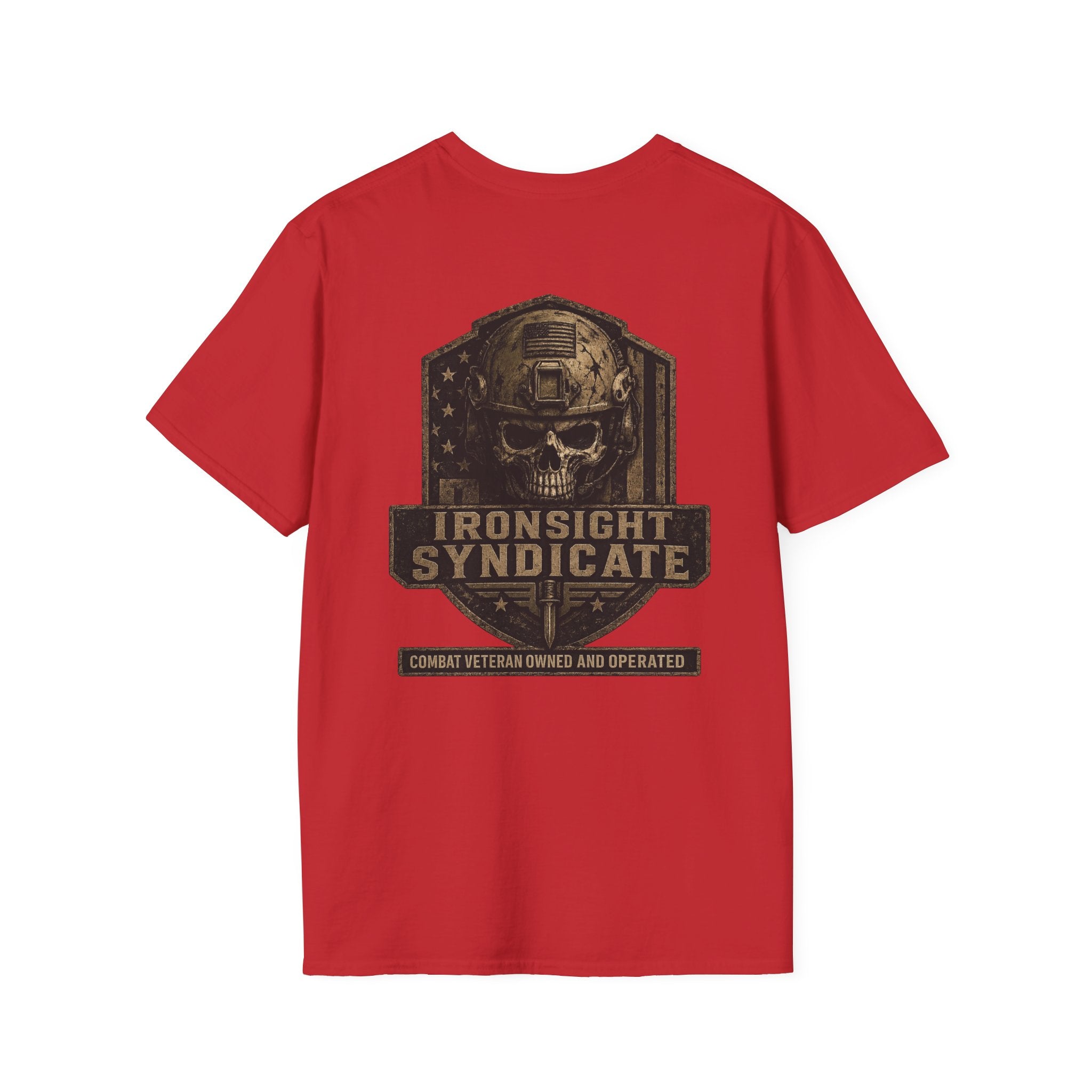 Ironsight Syndicate Tactical Skull T-Shirt | Patriotic Military Graphic Tee for Veterans & Patriots, Adult (13 and up), unisex