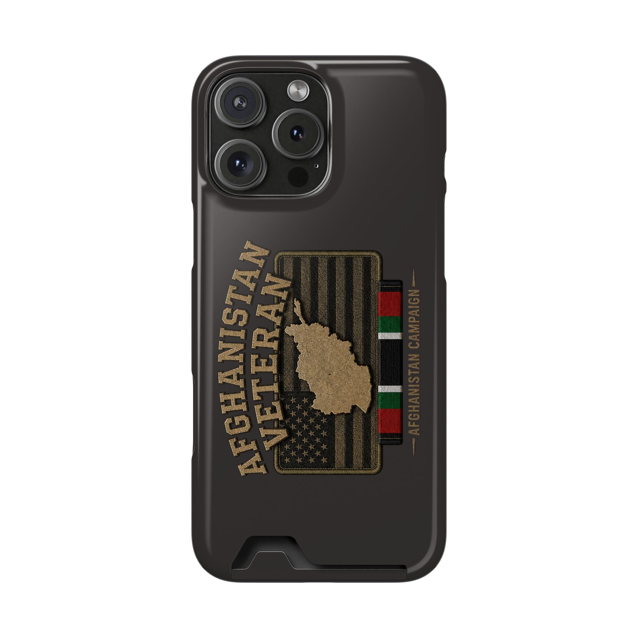Afghanistan Veteran Phone Case with Card Holder — Military Tribute Wallet Case - iPhone 16 Pro Max (Glossy) | Ironsight Syndicate